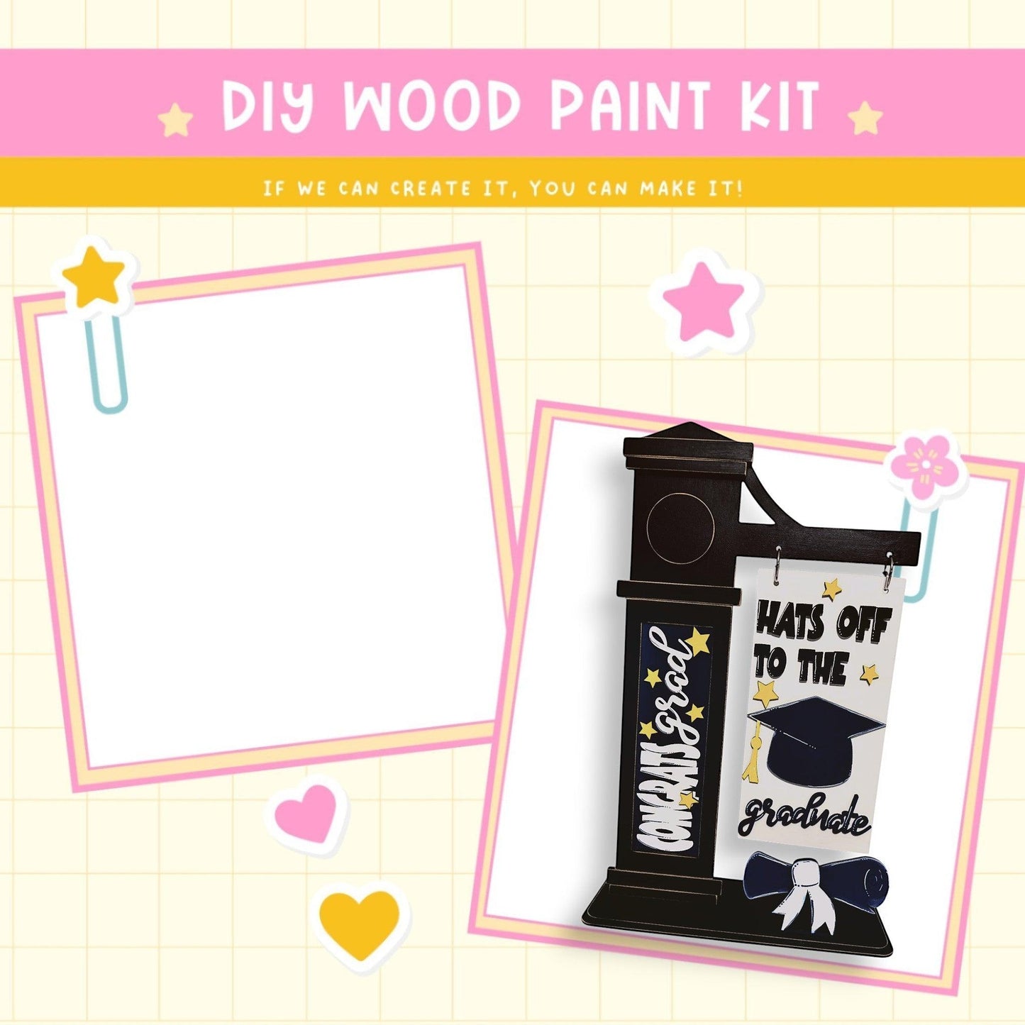 a diy wood paint kit with a picture frame