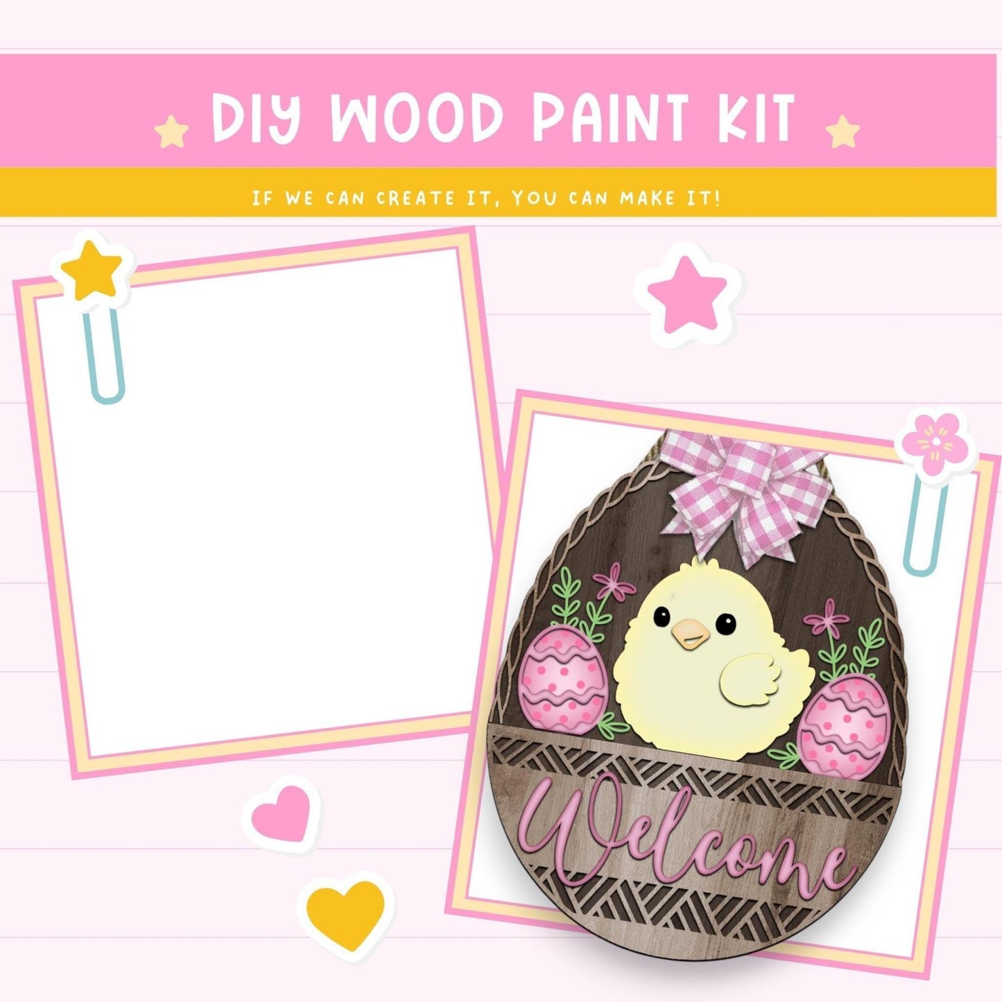 a card with a picture of a chick in a basket
