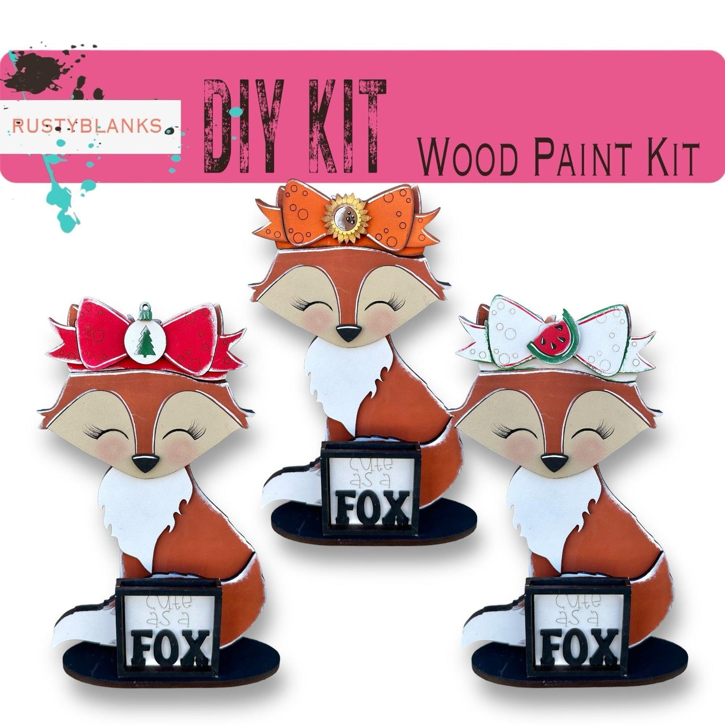 a group of three fox figurines sitting next to each other