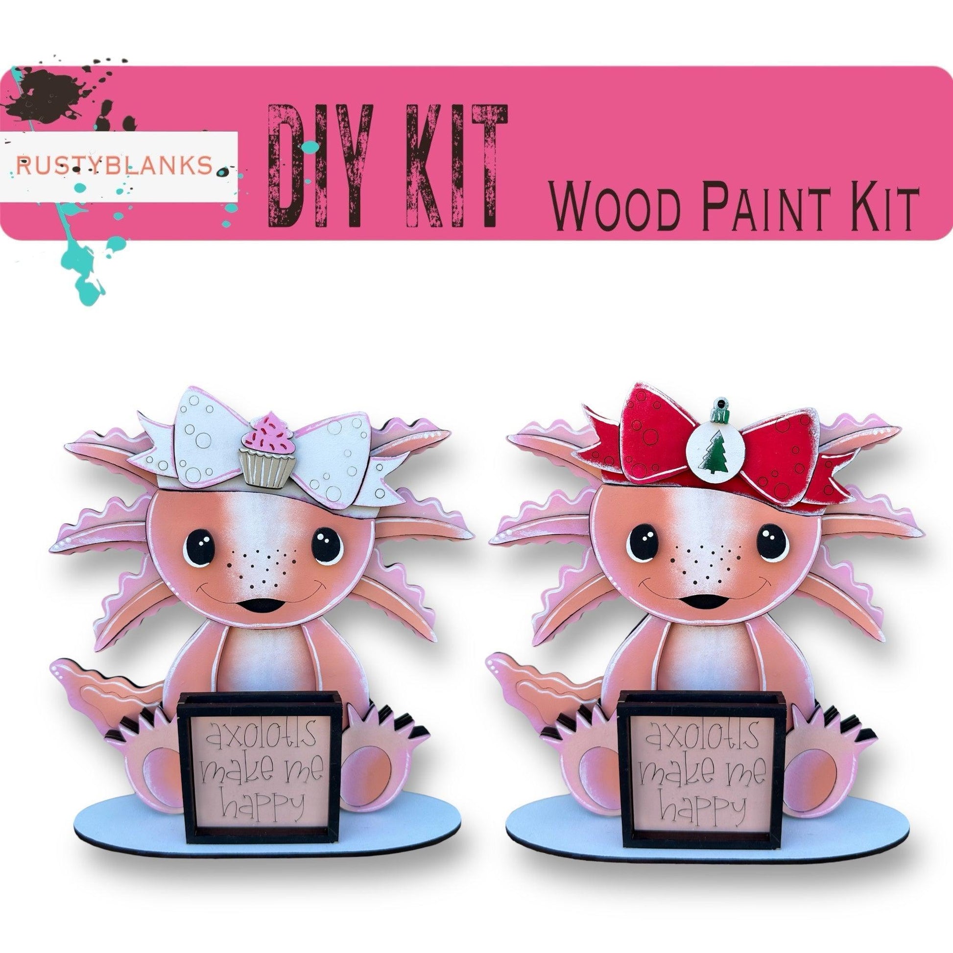 a picture of a wooden paint kit with a picture of a dog