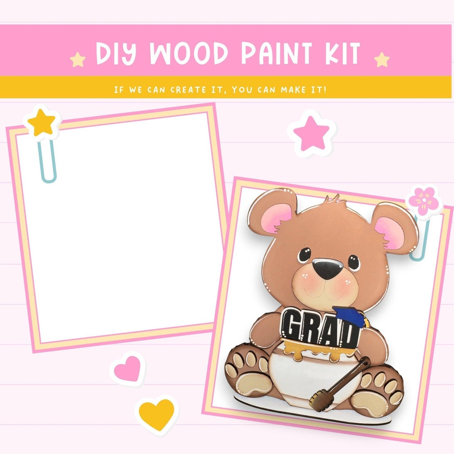 a card with a picture of a bear holding a plate of food