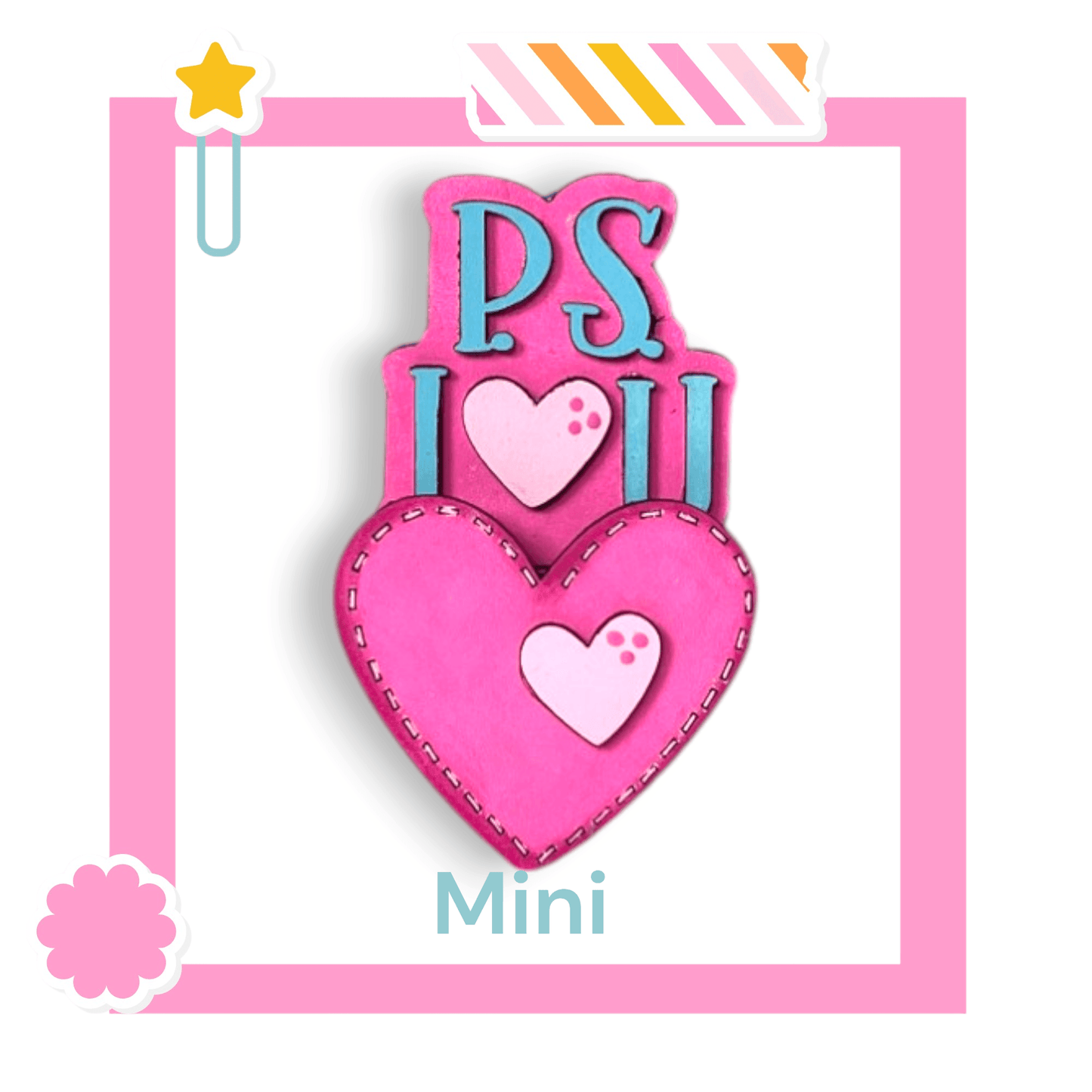 a pink brooch with two hearts on it