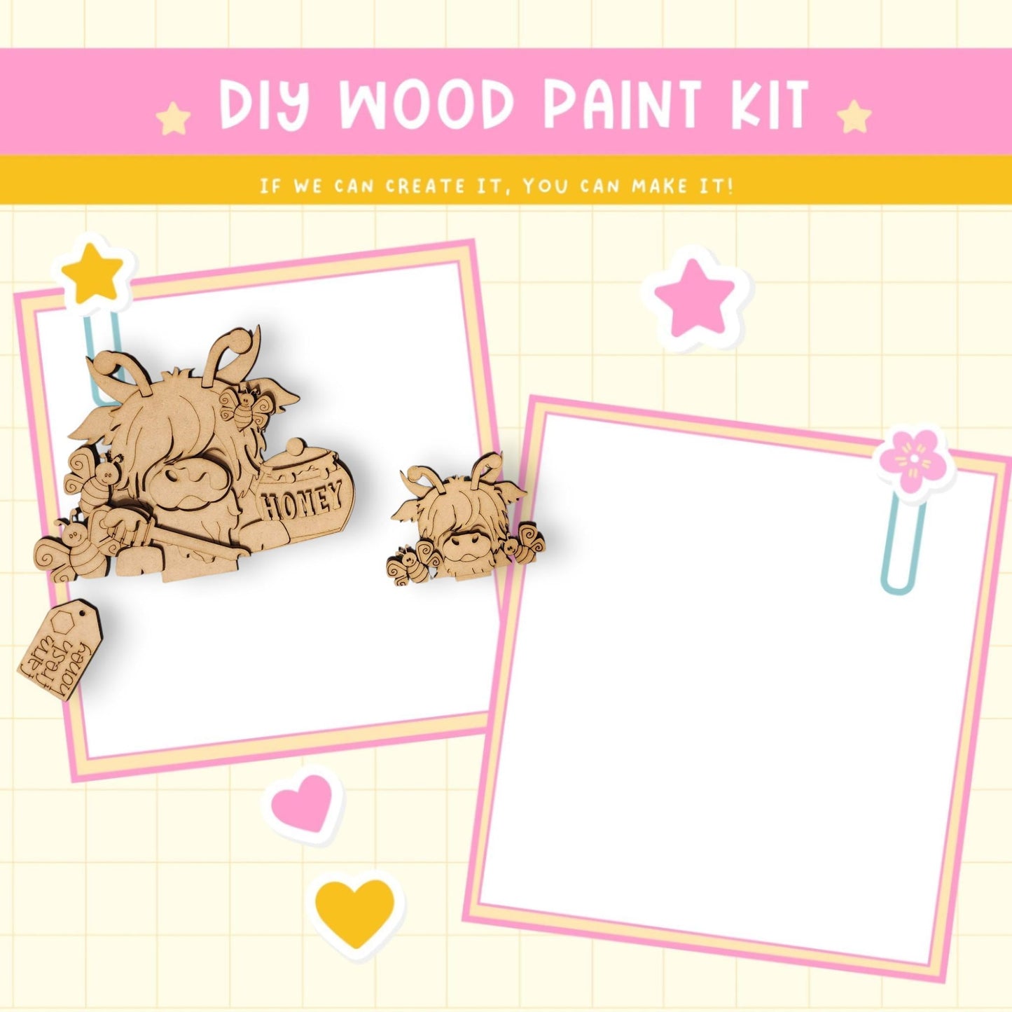 a picture of a wooden paint kit with a picture of a dog