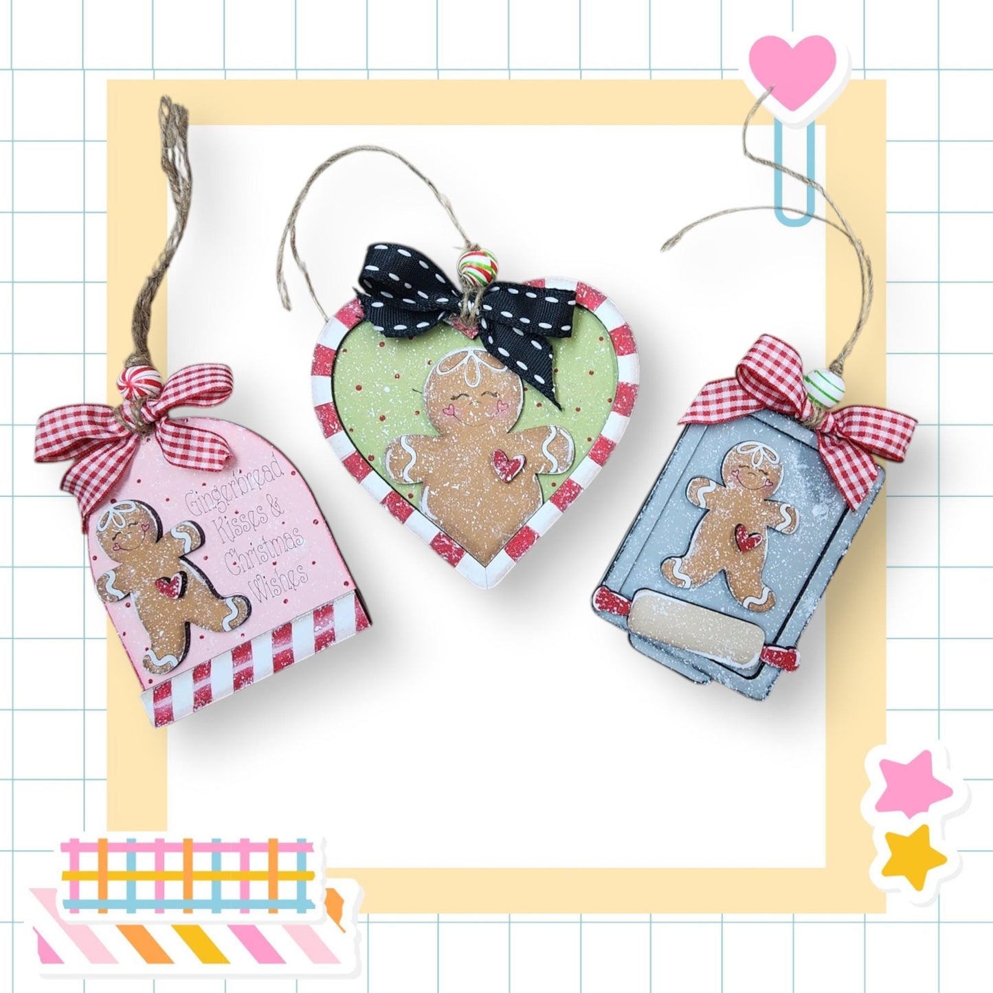 a couple of ornaments that are on a table