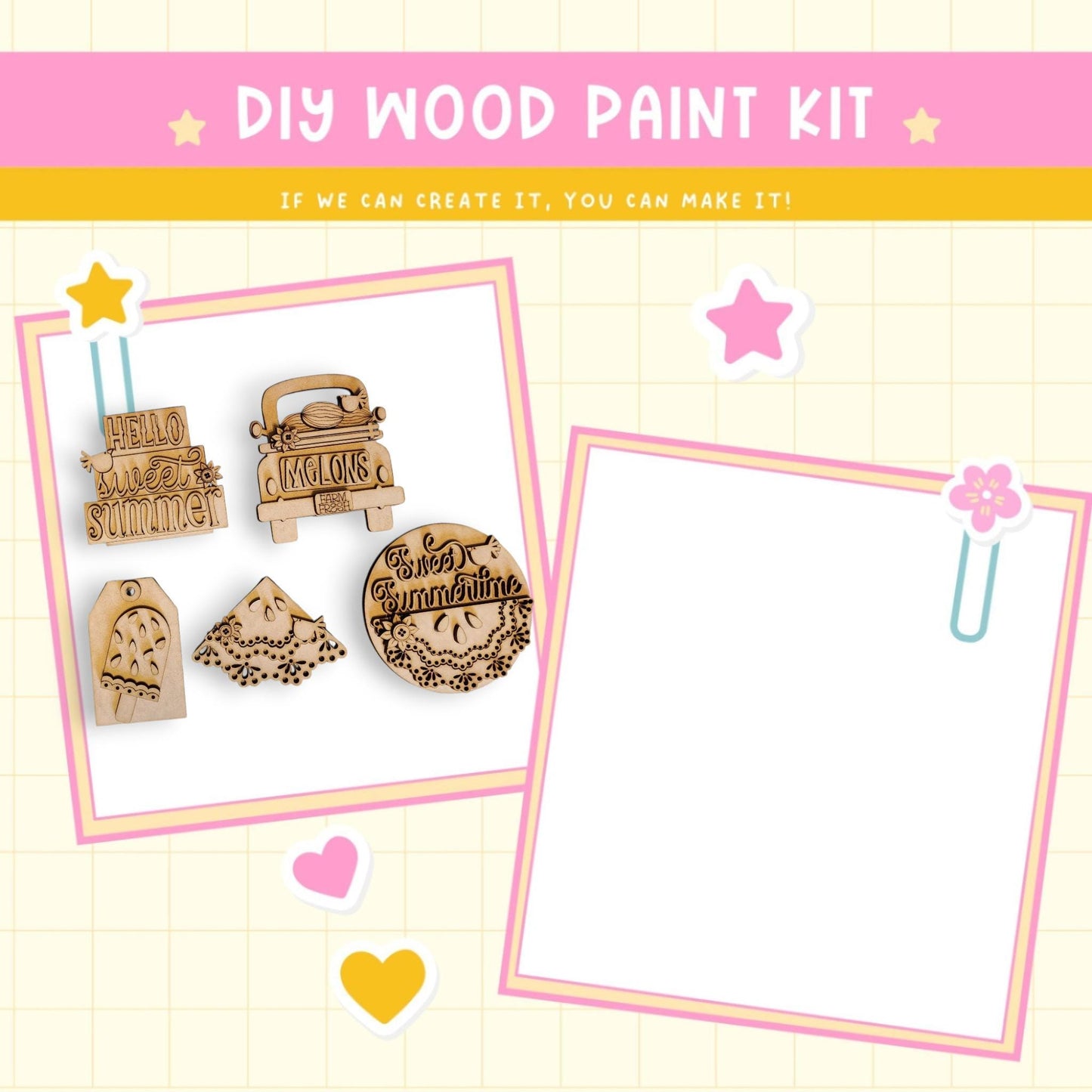 a wooden craft kit with a picture of a truck