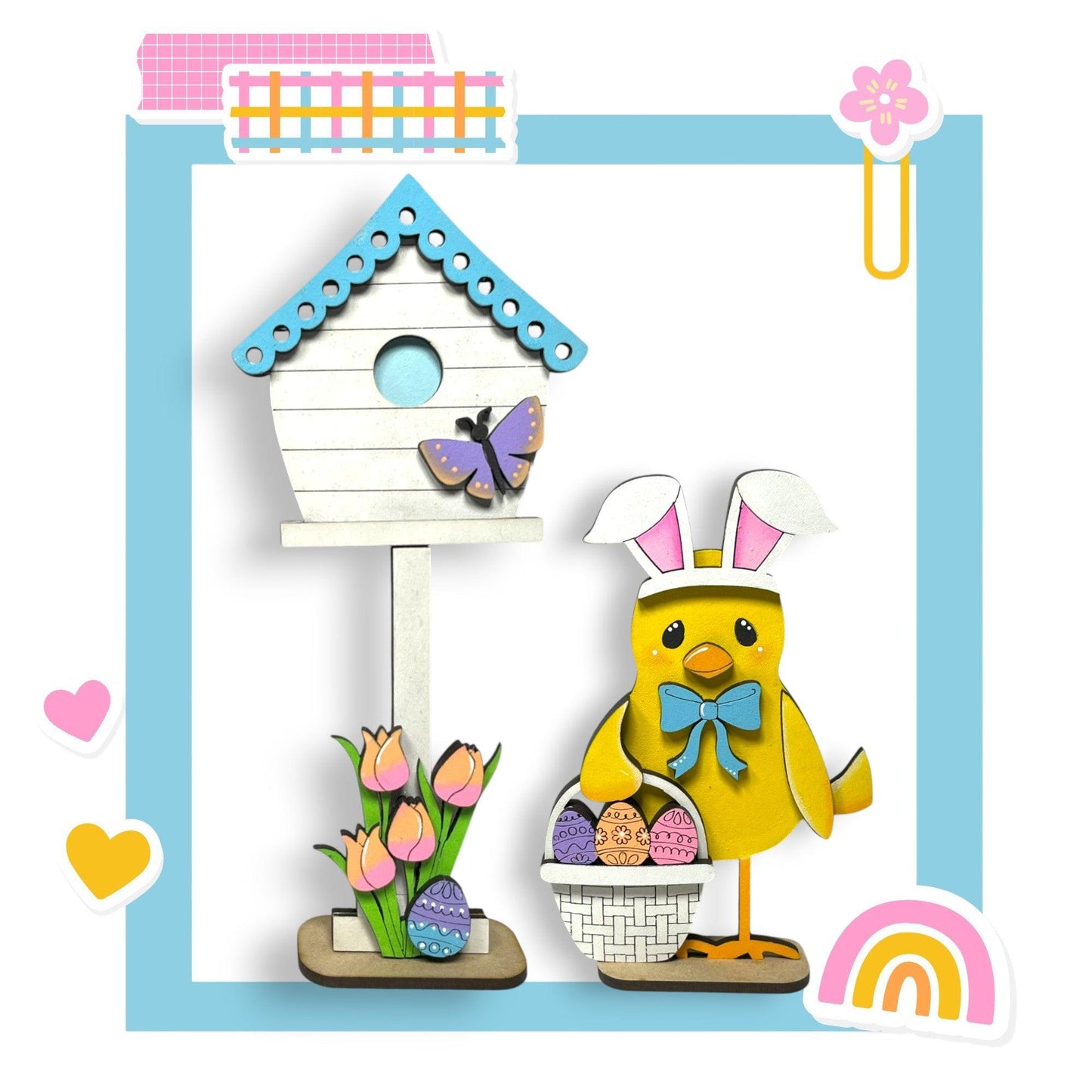 a picture of a bird and a birdhouse with flowers