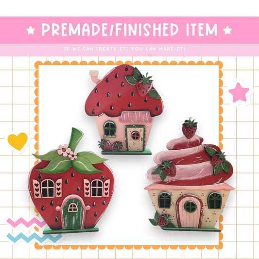 a picture of a strawberry shaped house and a strawberry shaped house