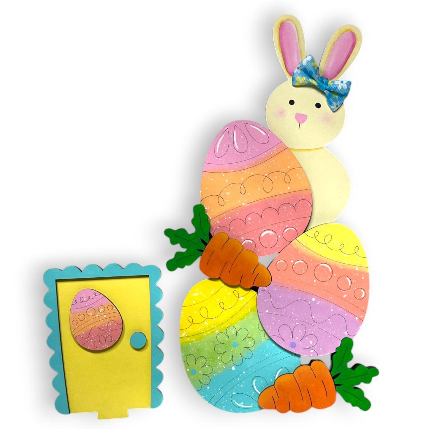 a paper cut out of an easter egg and a bunny