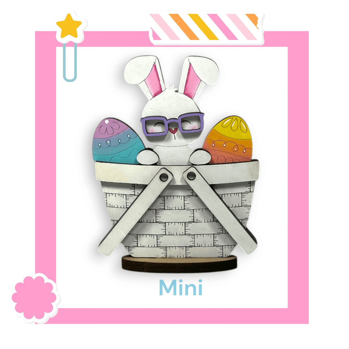 a card with a picture of a bunny in a basket