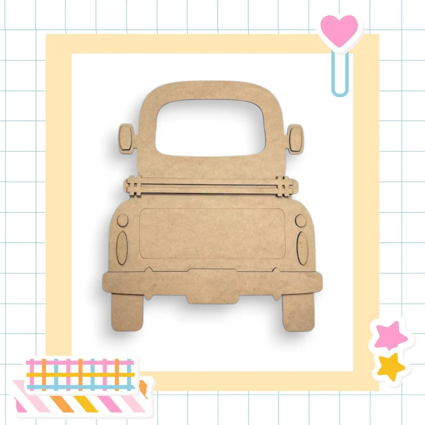 a cardboard cutout of a small car