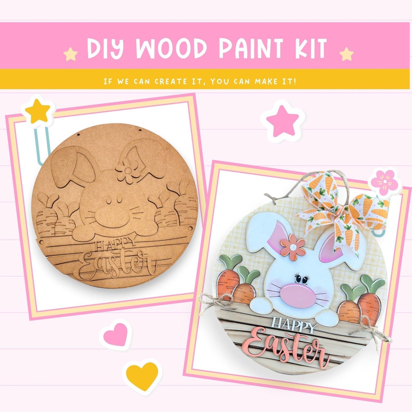 a wooden craft kit with a picture of a bunny
