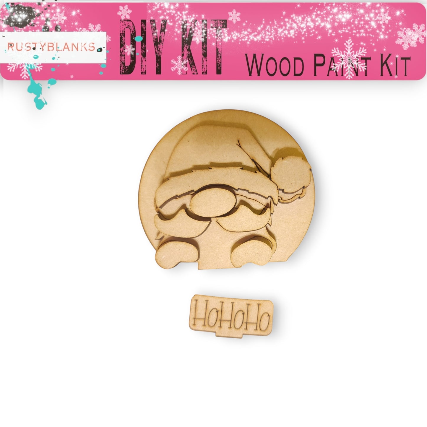 a DIY kit for a wood paint kit, including a wooden ornament and a wooden sign with the word "HooHoo" written on it.
