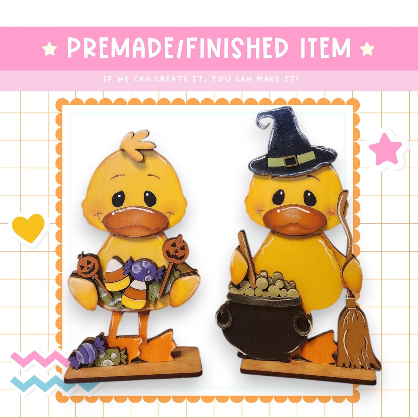 a picture of a couple of ducks in halloween costumes