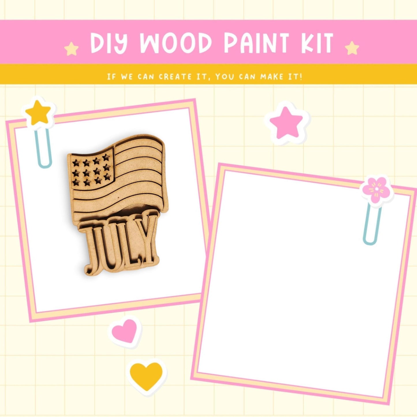 a wooden craft kit with a picture of an american flag