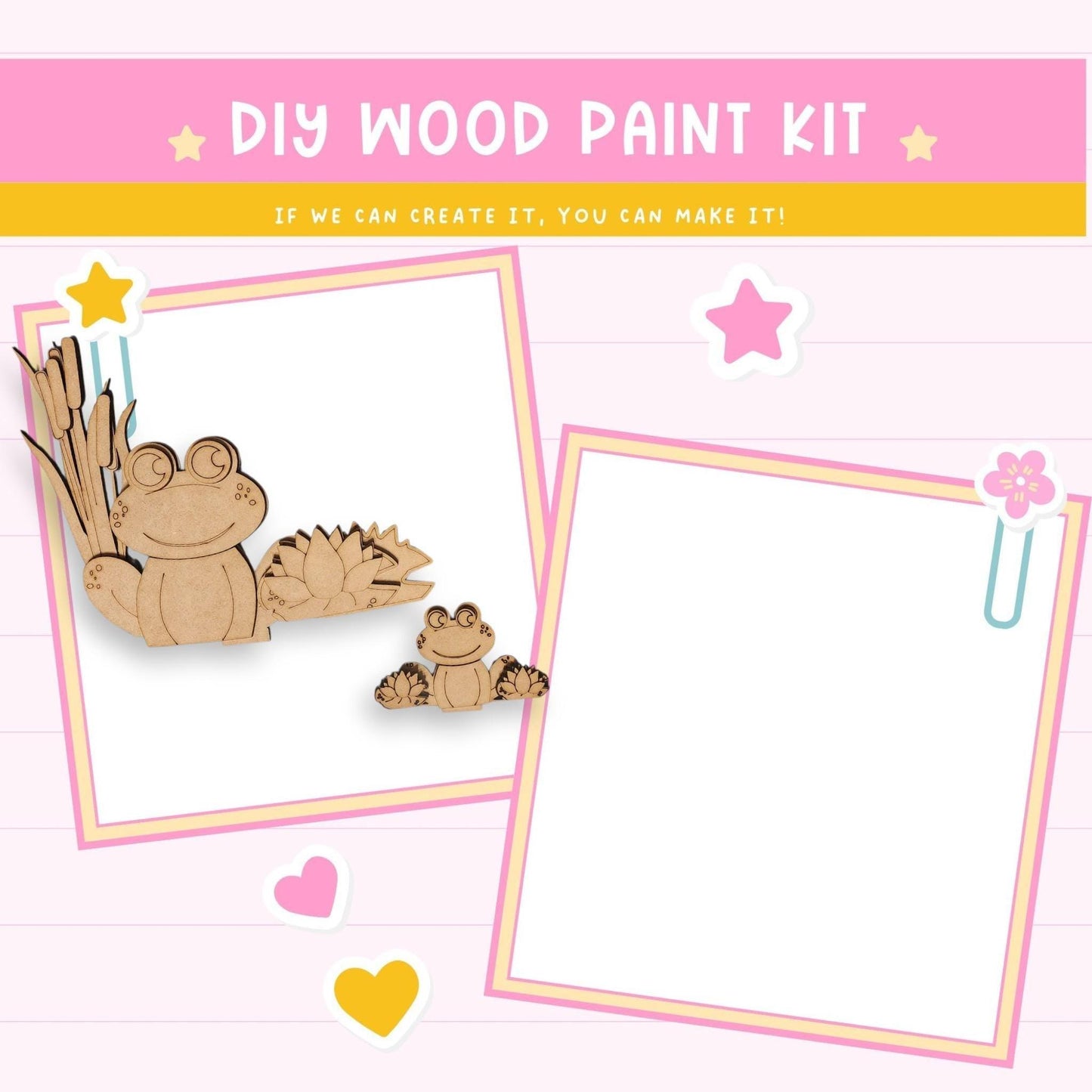 a wooden craft kit with a picture of a frog