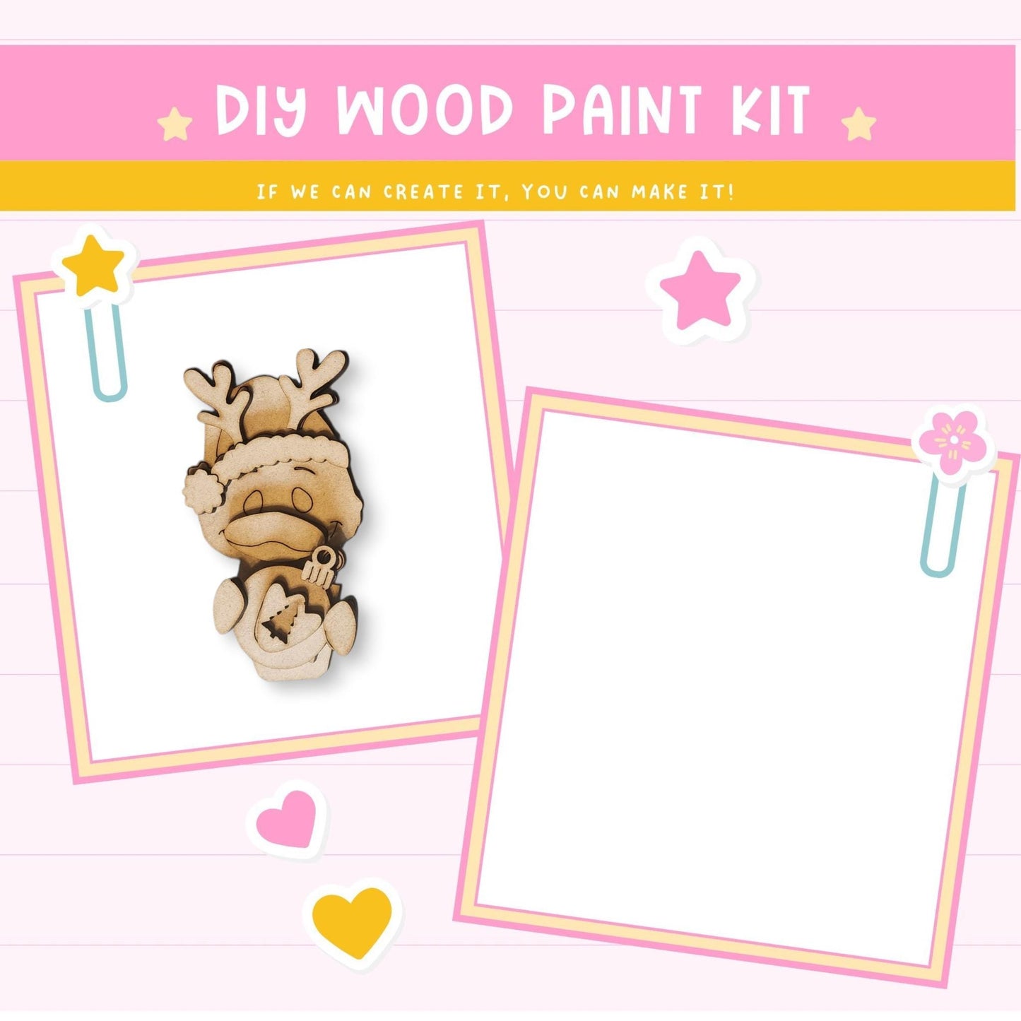 a picture of a wooden craft kit with a picture of a giraffe