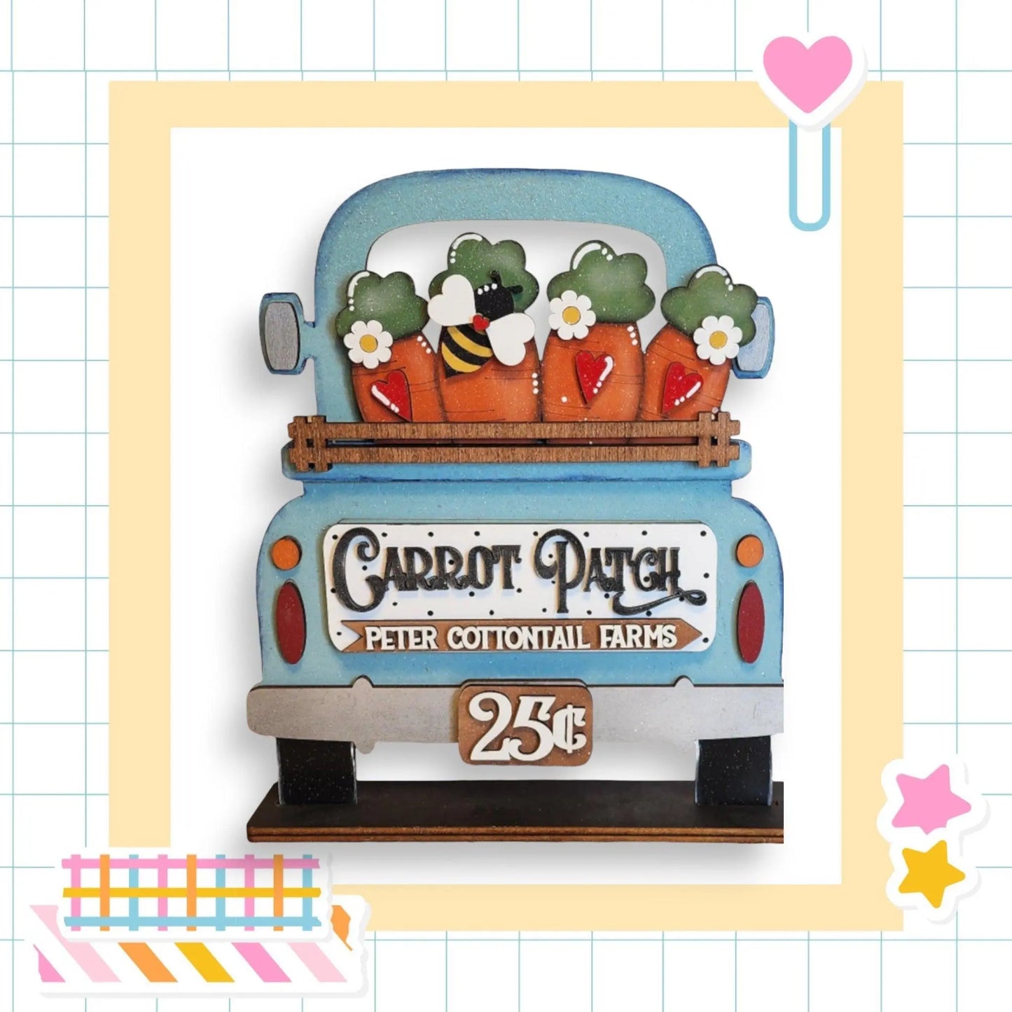 a picture of a truck with carrots in the back