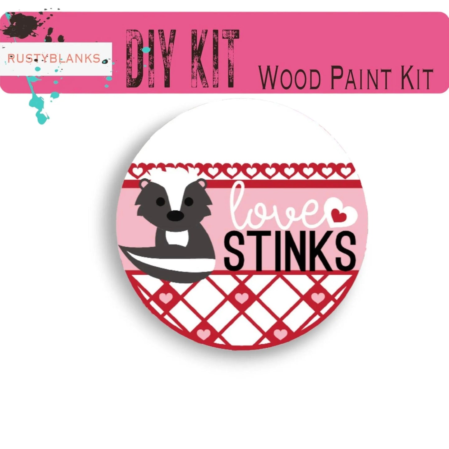 a button with the words love stinks on it