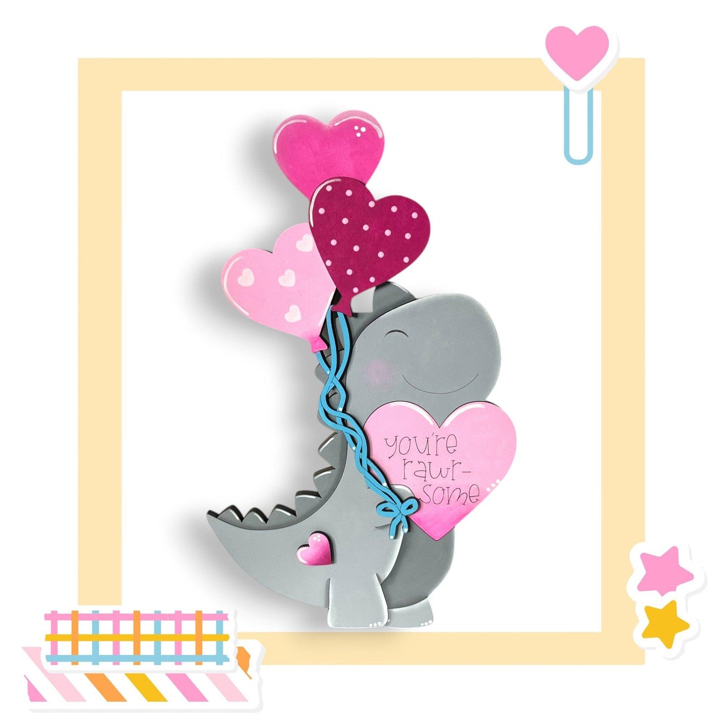 a card with a picture of an elephant holding hearts