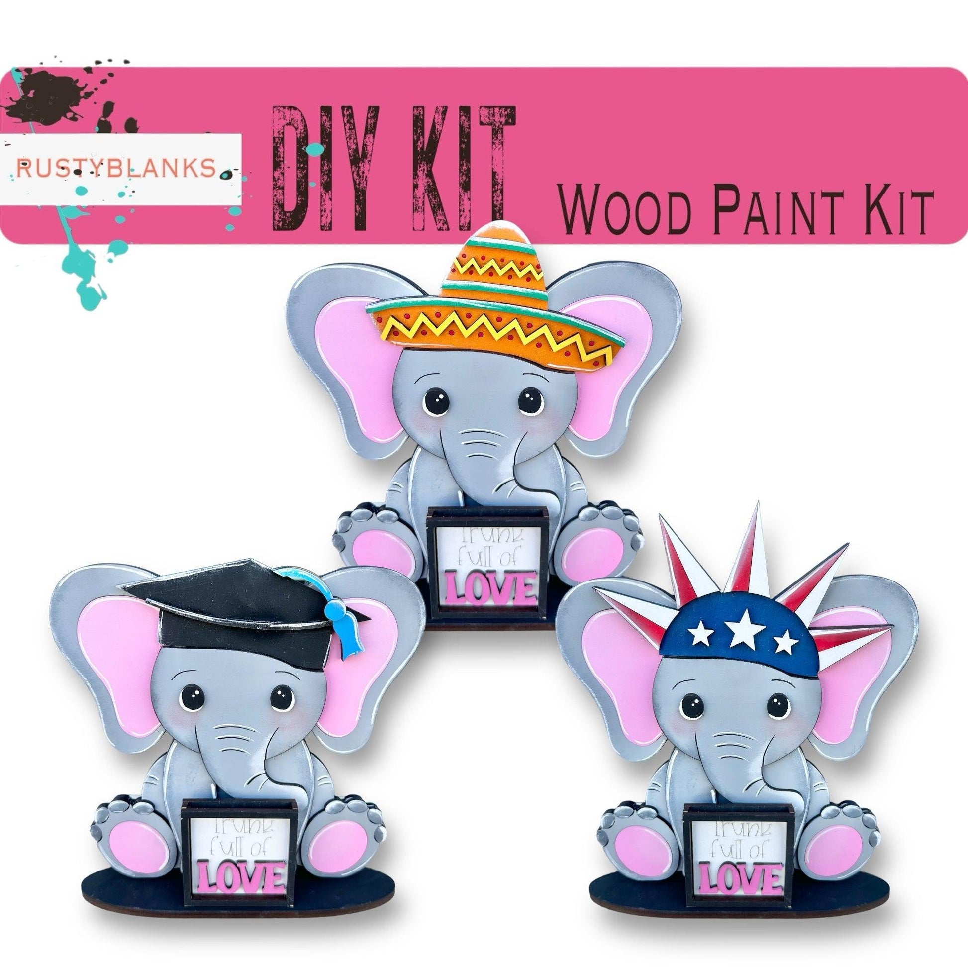 a couple of elephants with a hat on top of them