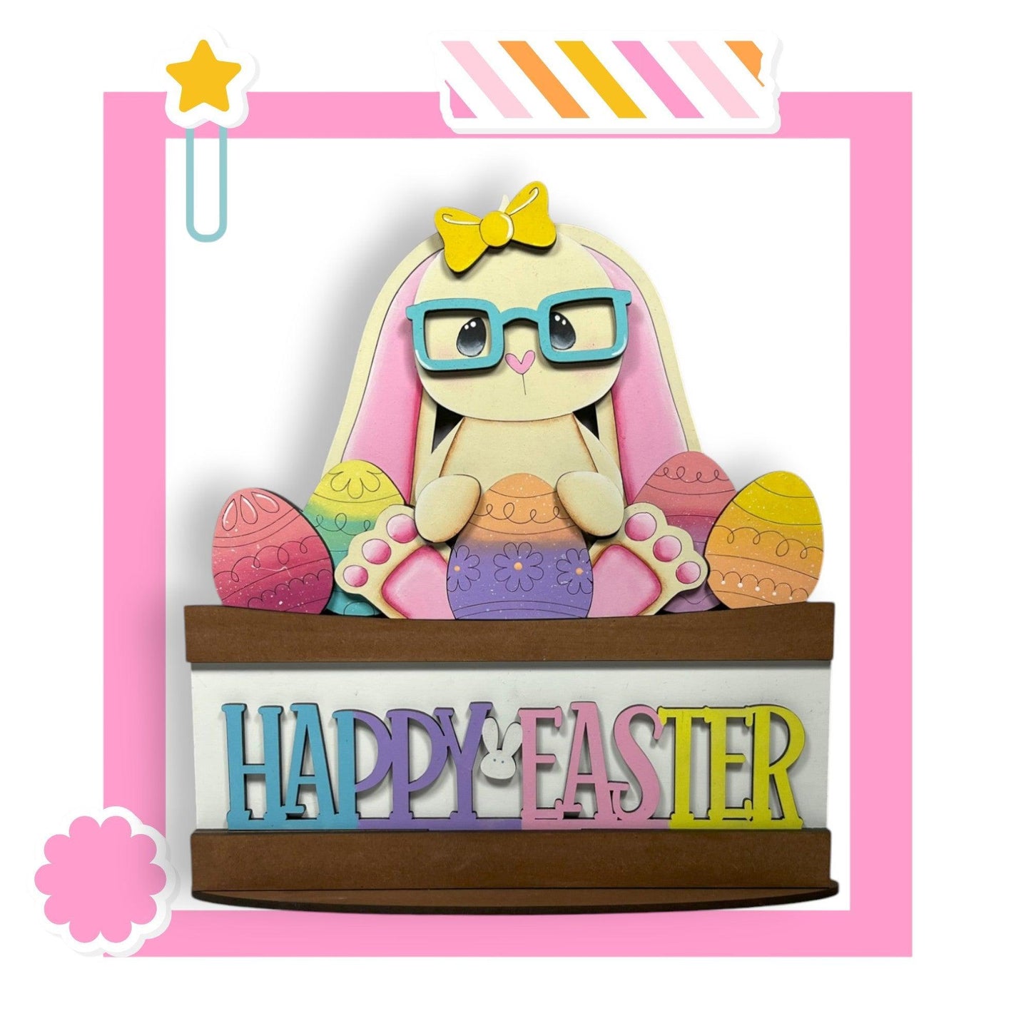 a picture of a happy easter bunny with glasses