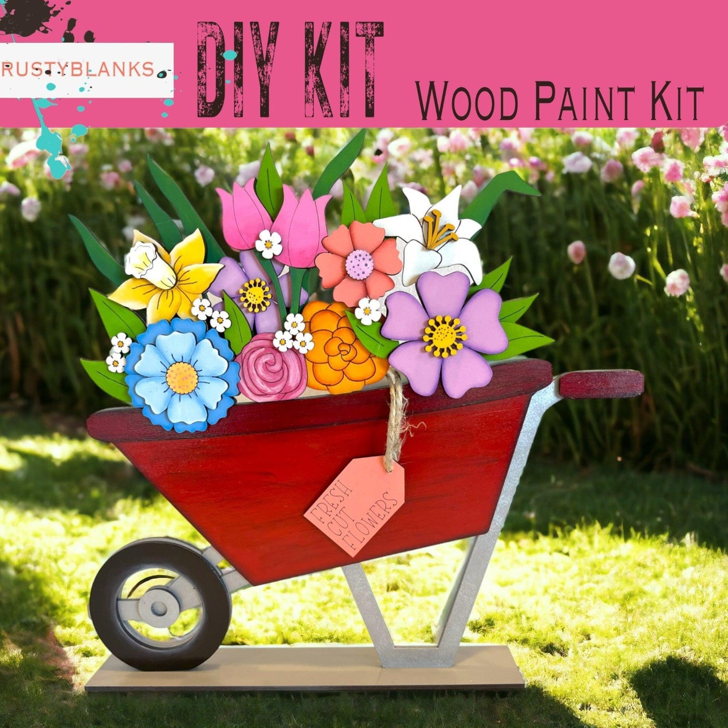 DIY Wildflowers Insert for the Interchangeable Flower Basket Decor , Wood Blank for Painting, Mother's Day RusticFarmhouseDecor