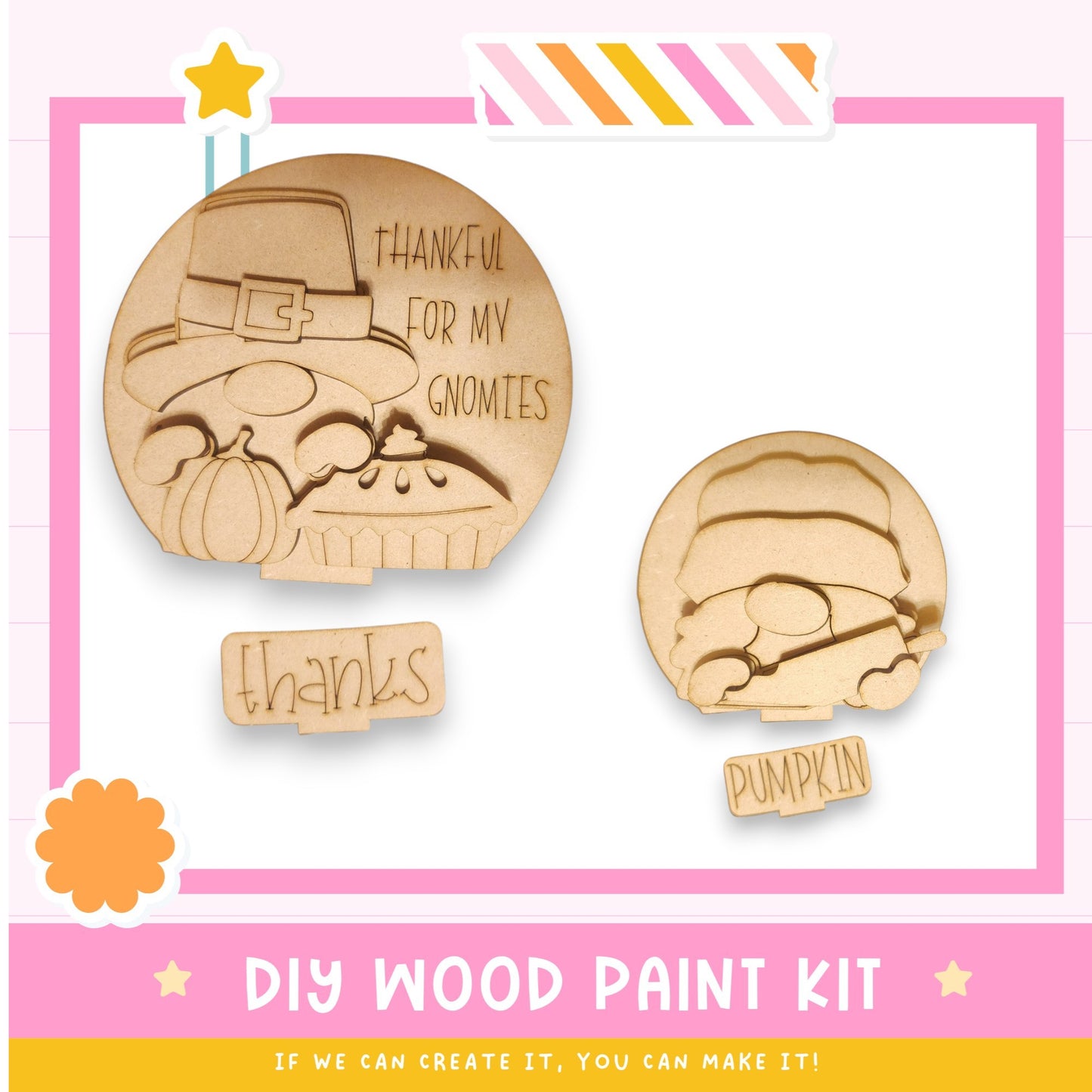 a wooden craft kit with a picture of a pumpkin