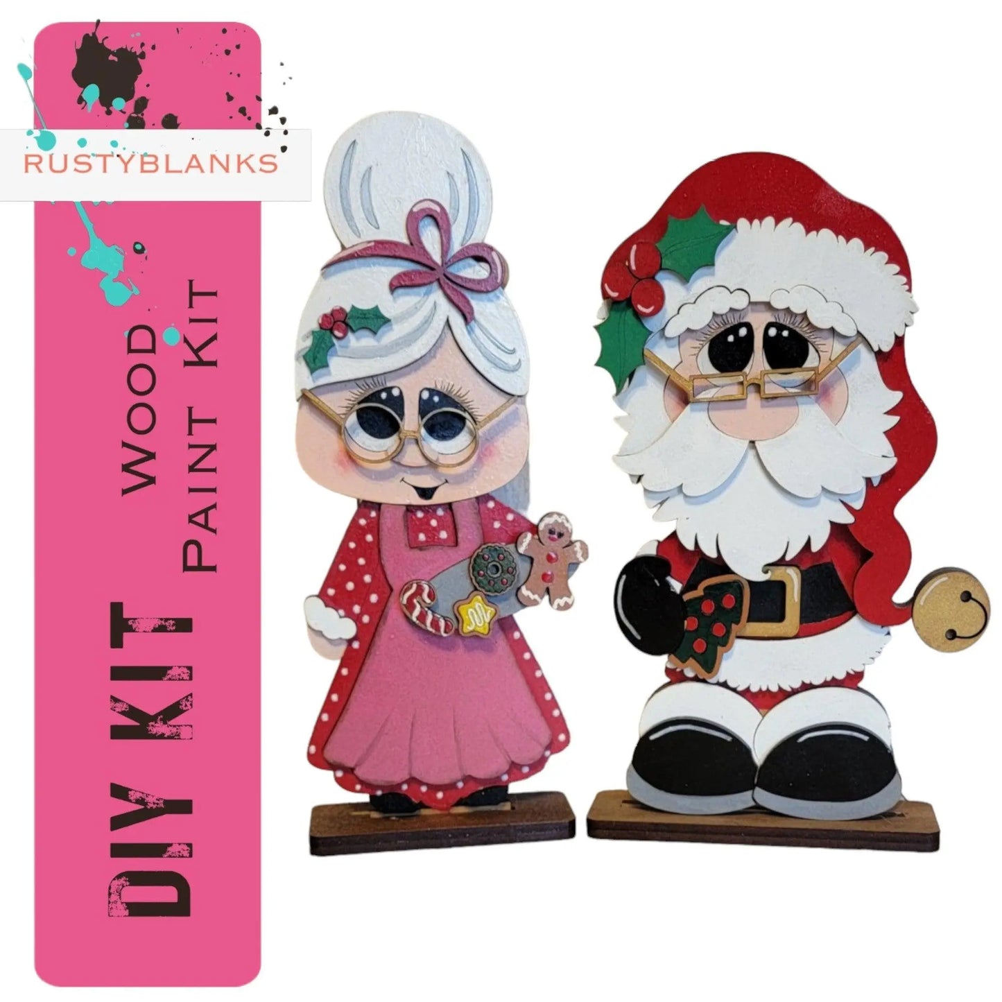 Mr & Mrs Santa Claus Handmade Christmas Tiered Tray Decor RusticFarmhouseDecor
