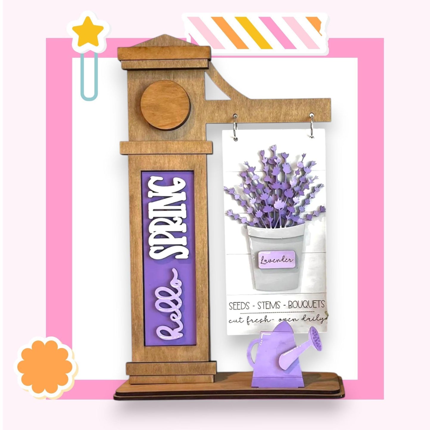 a picture frame with a picture of a lavender plant