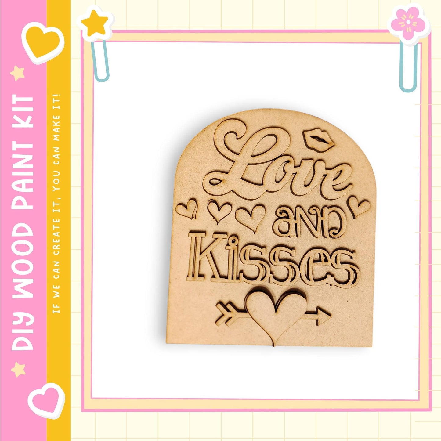 Valentine Insert for the Interchangeable Scalloped Sign Holder | Small Arch Boho Frame | DIY Wood Paint Kit