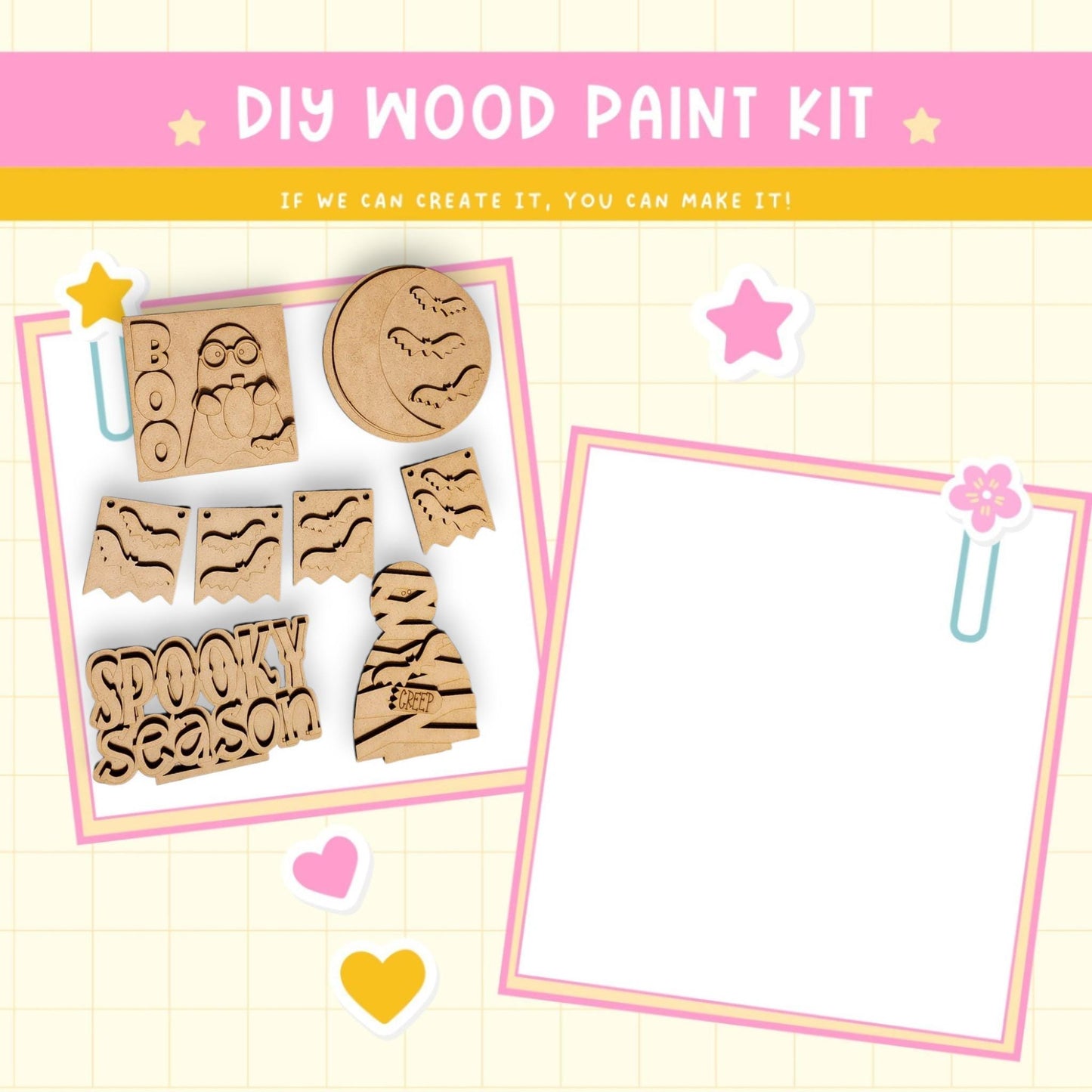 a wooden craft kit with a picture of a cookie