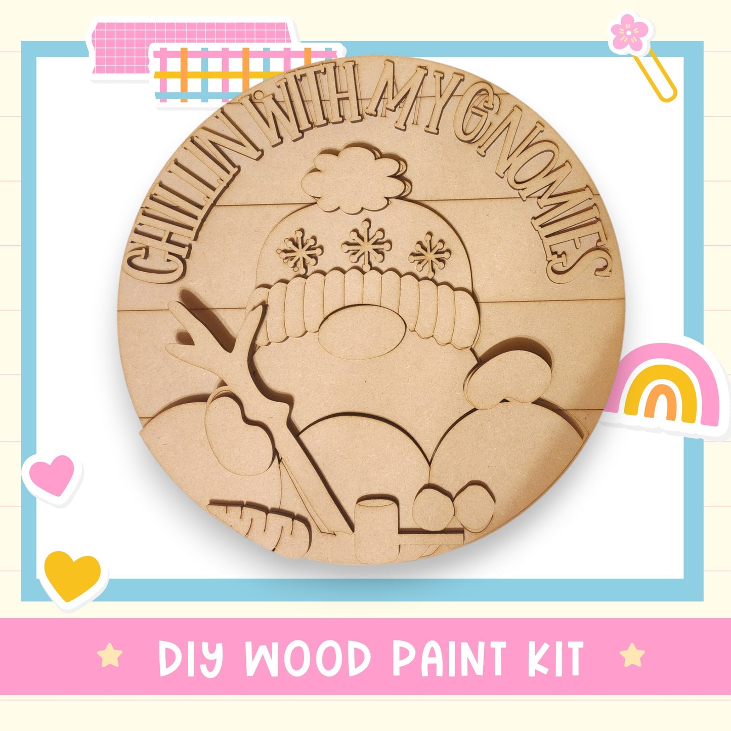 a wooden craft kit with a picture of a cartoon character