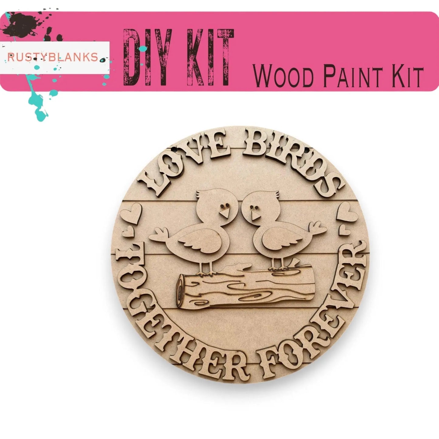 a wooden plaque with a picture of two birds on it