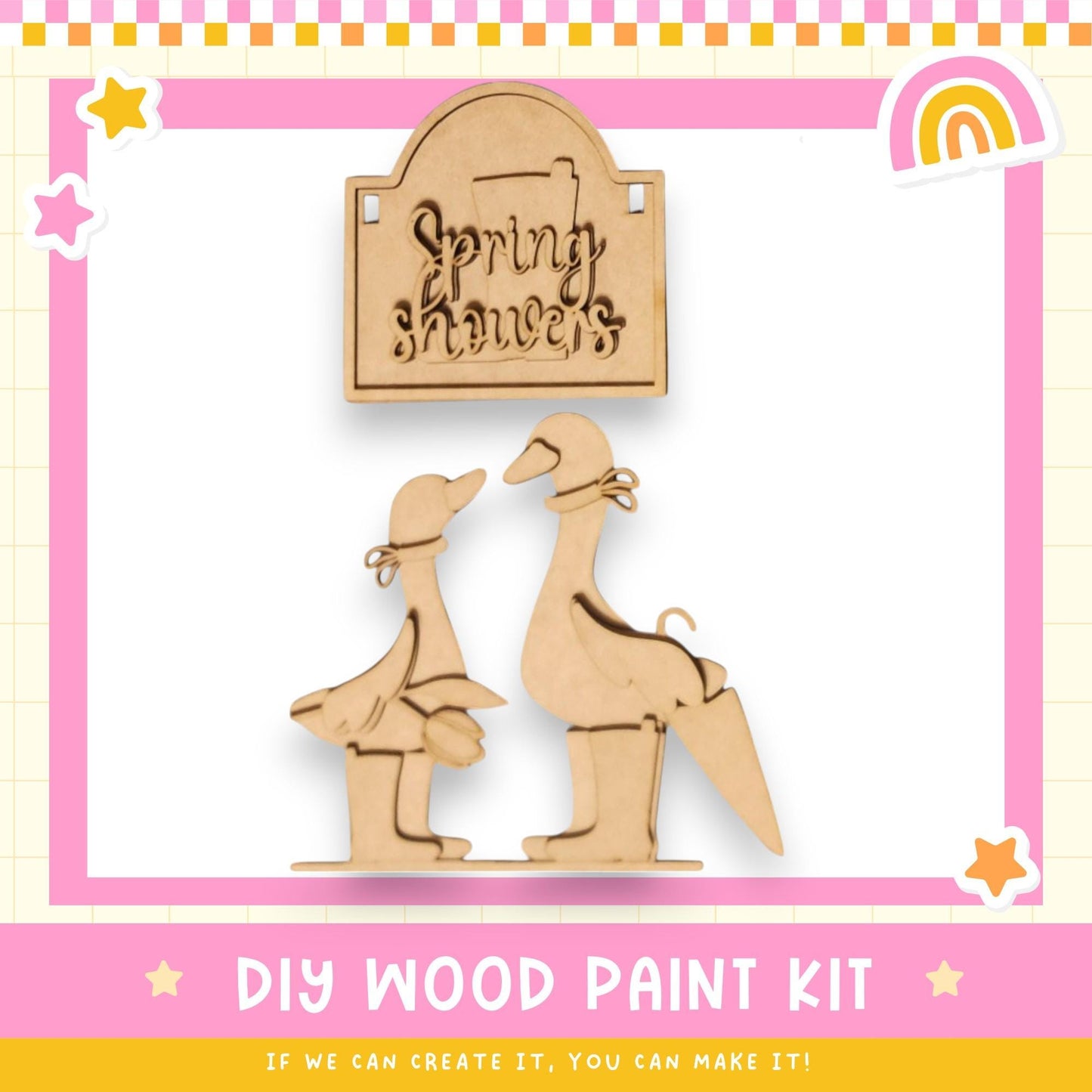 a wooden craft kit with a picture of a couple of birds