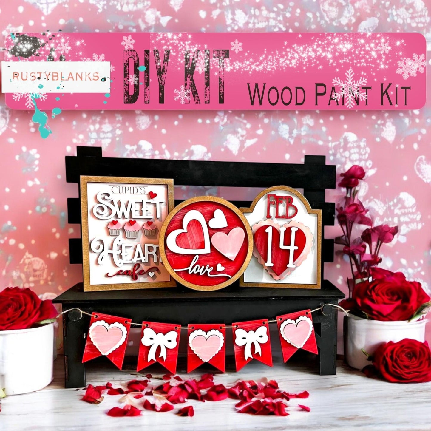 a valentine's day decoration is displayed on a table