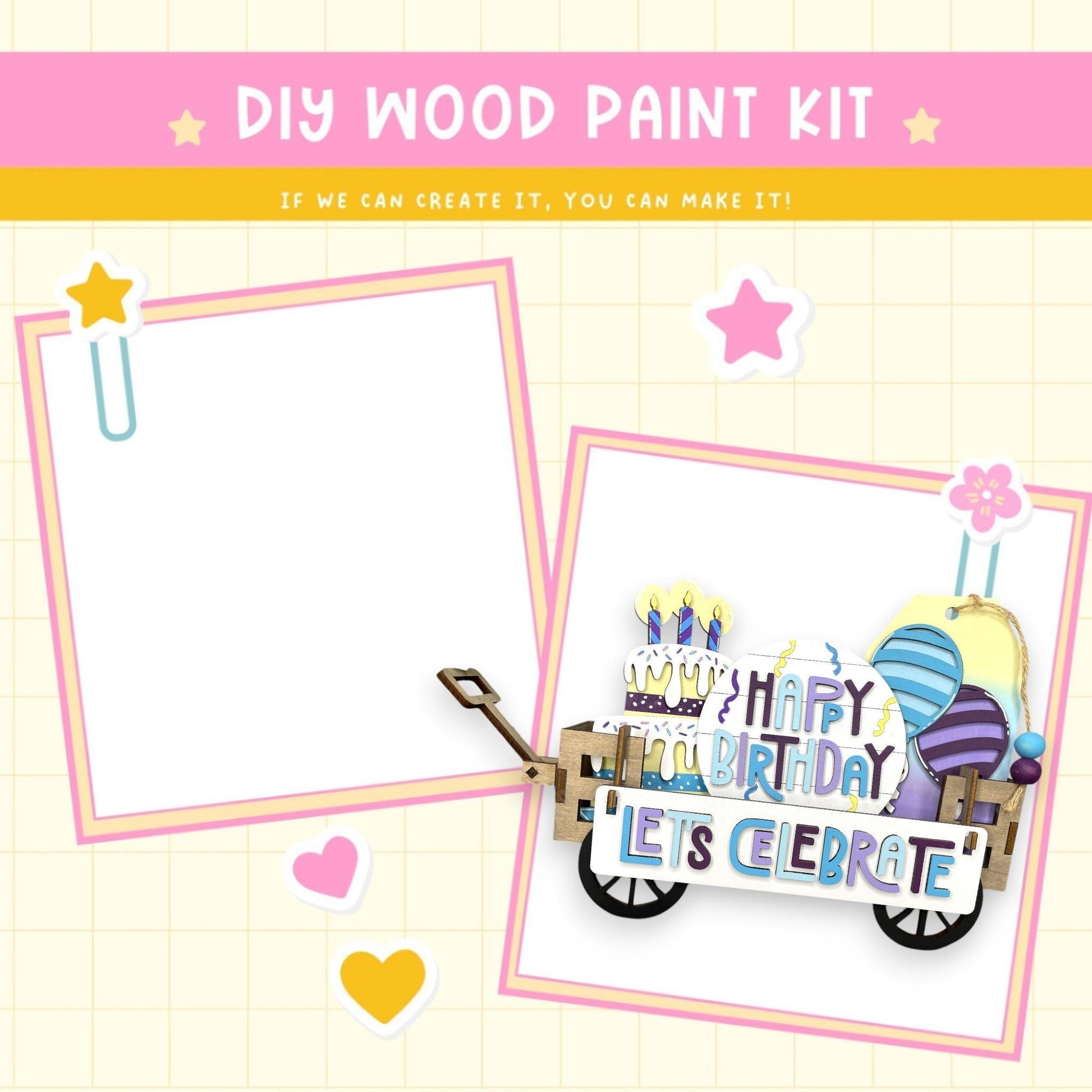 a picture of a birthday card with a cart