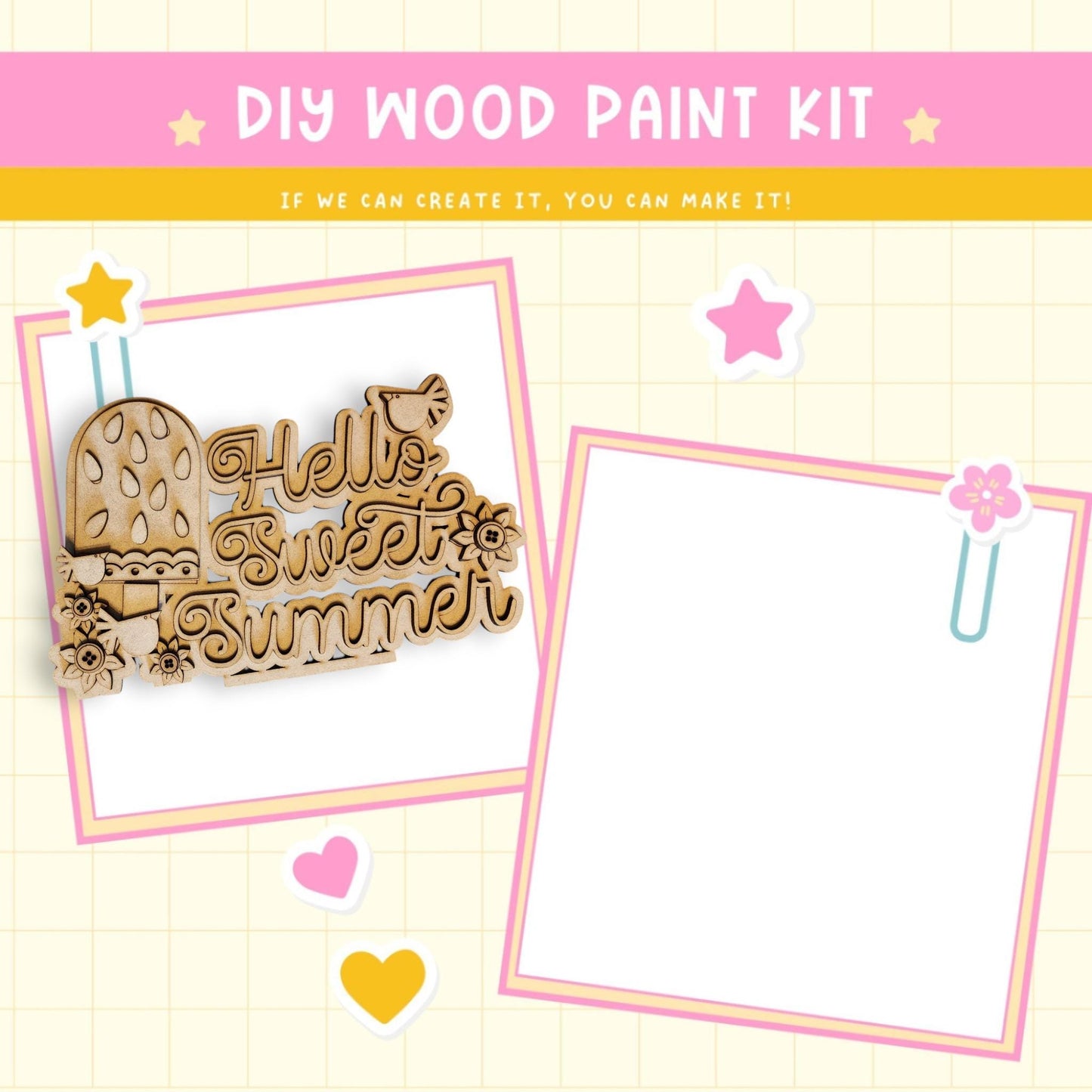 a wooden craft kit with a picture of a heart