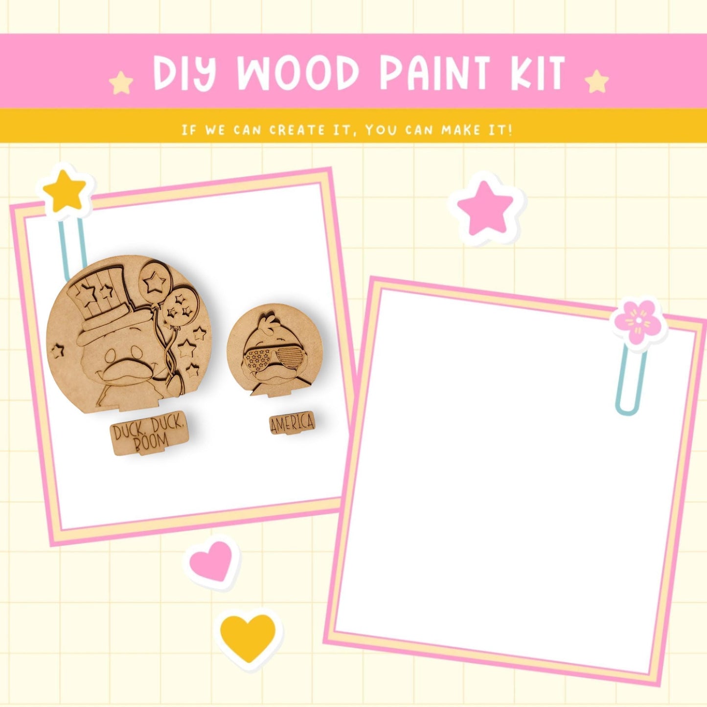 a wooden craft kit with a picture of a baby in a crib