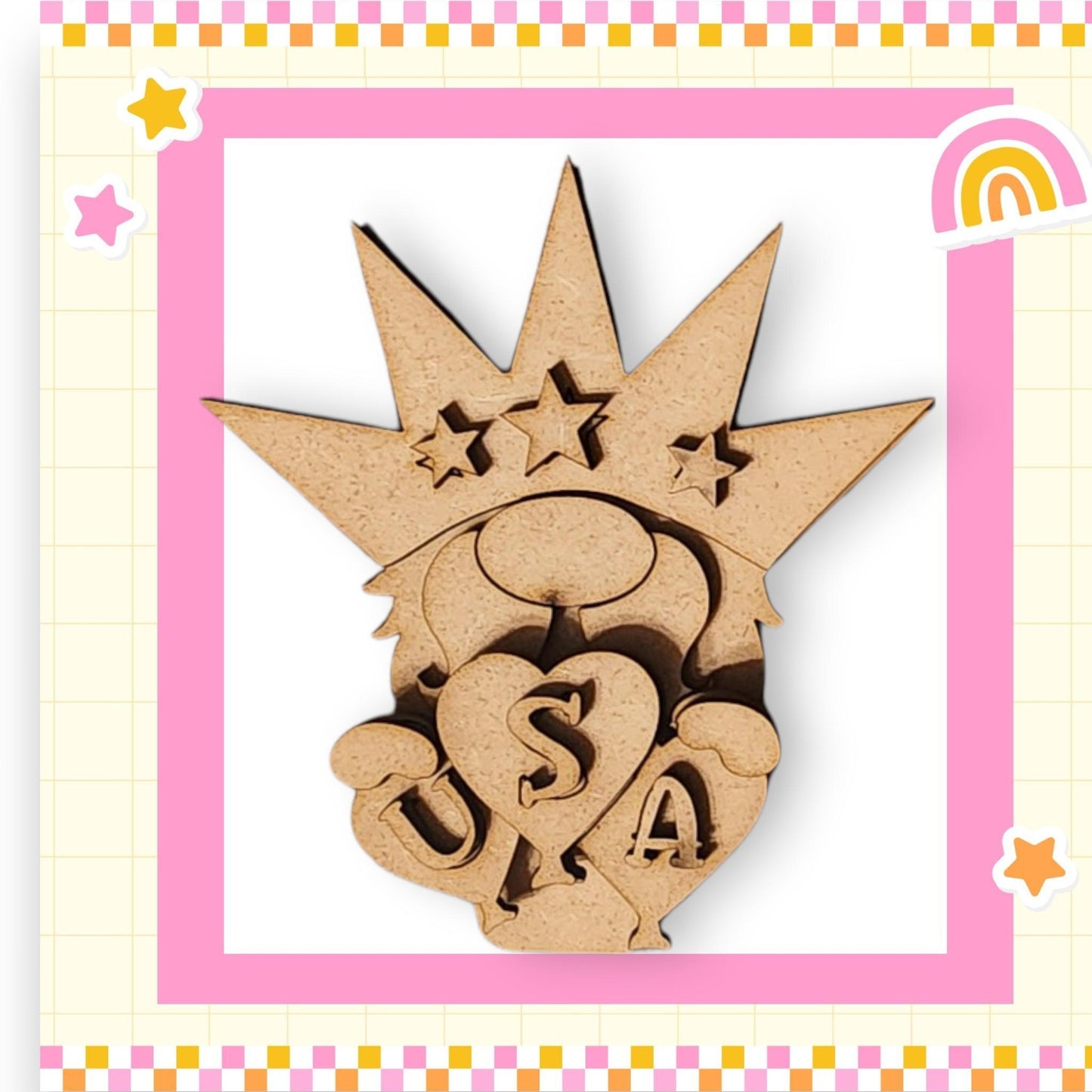 a picture of a wooden brooch with a star