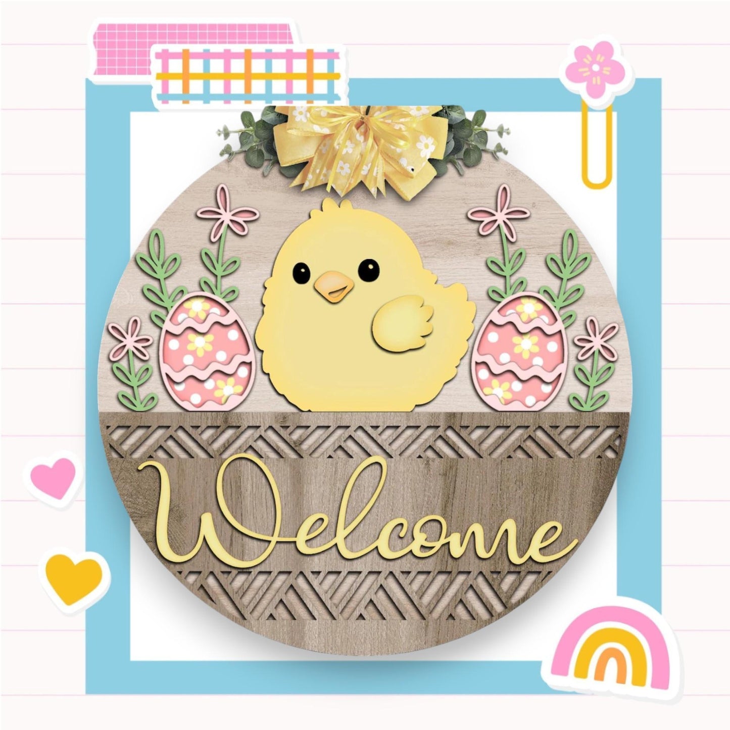 a welcome sign with a chick on it