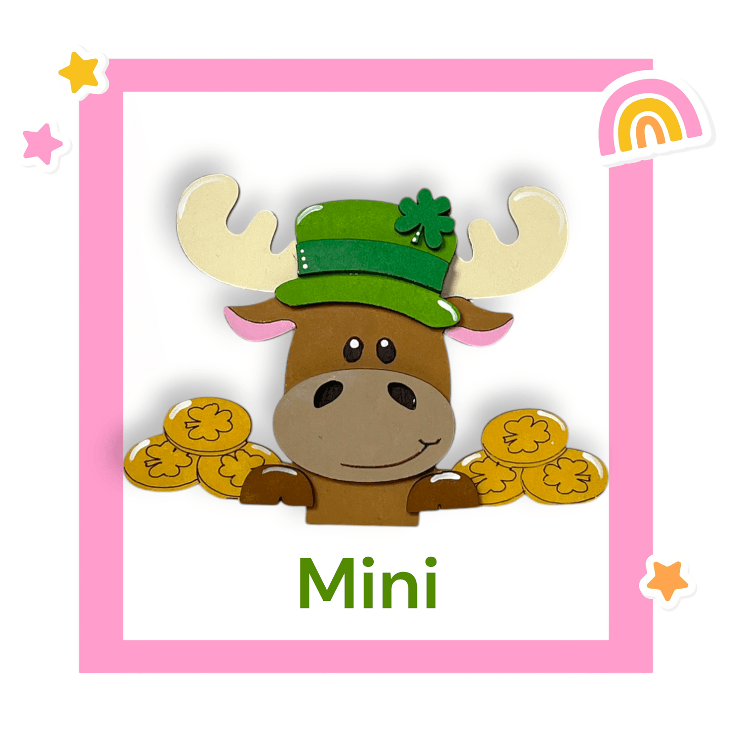 a picture of a moose with a green hat