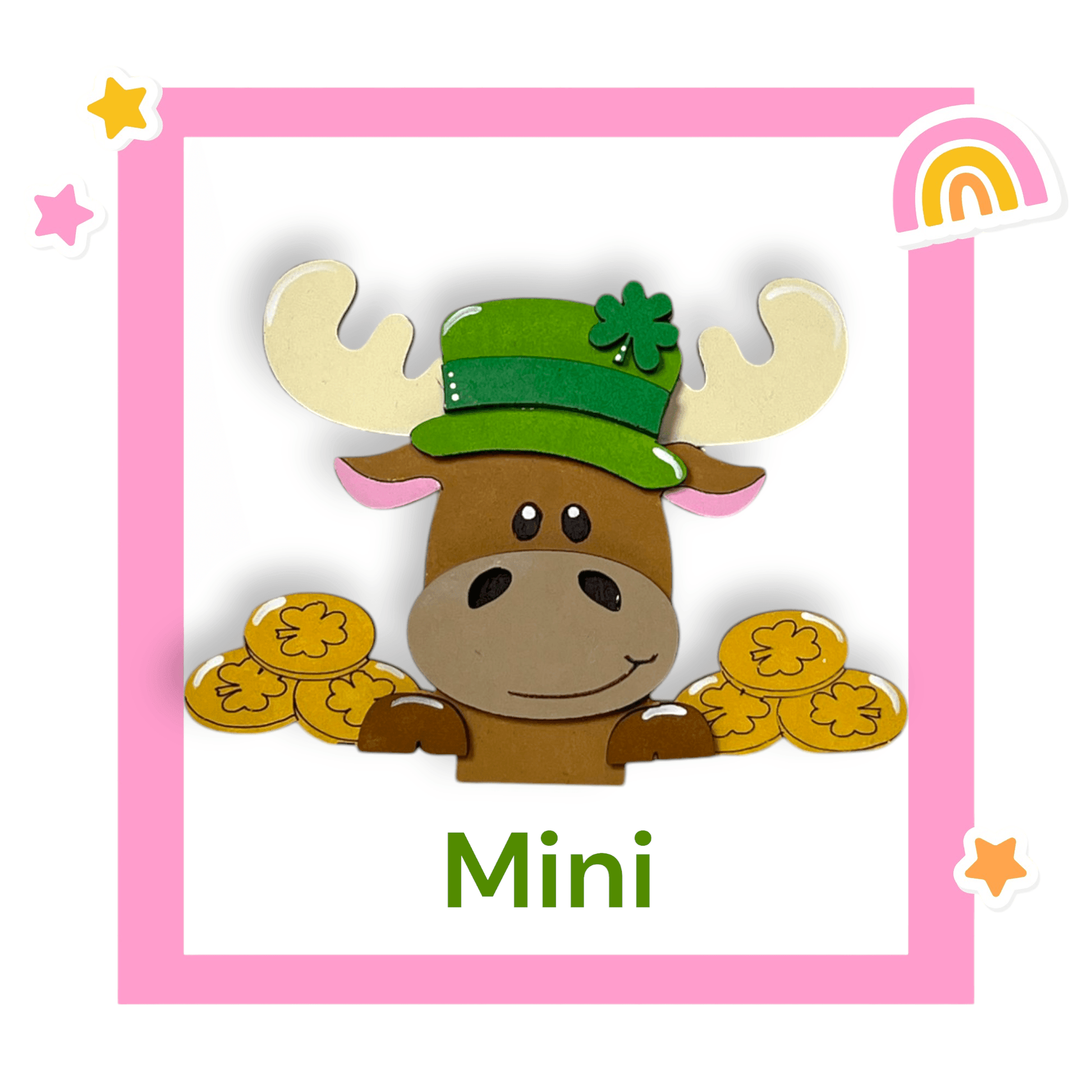 a picture of a moose with a green hat