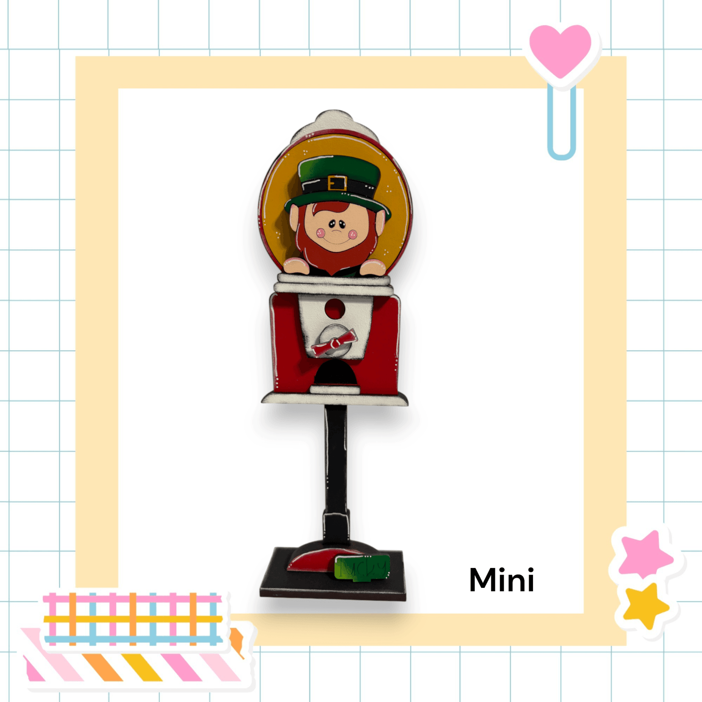 a picture of a toy mailbox with a man in a green hat
