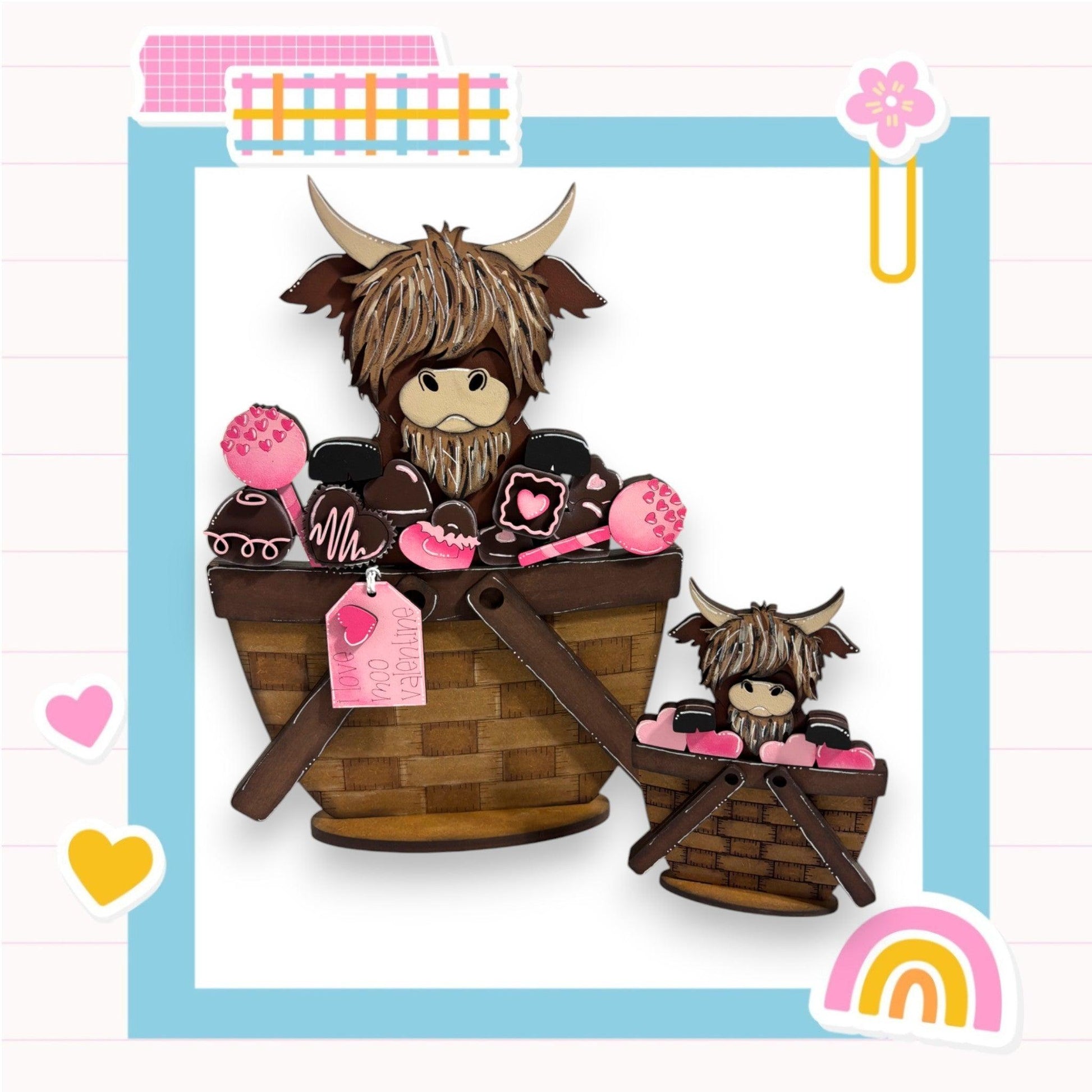 a card with a picture of an animal in a basket