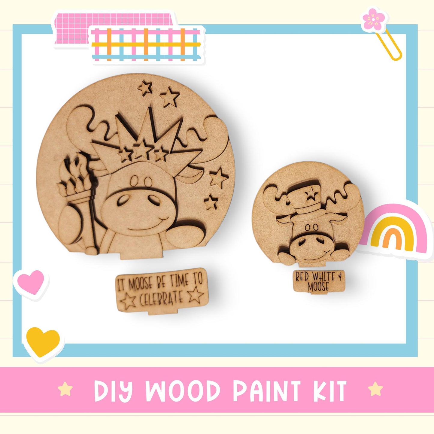 a wooden craft kit with a picture of a cow