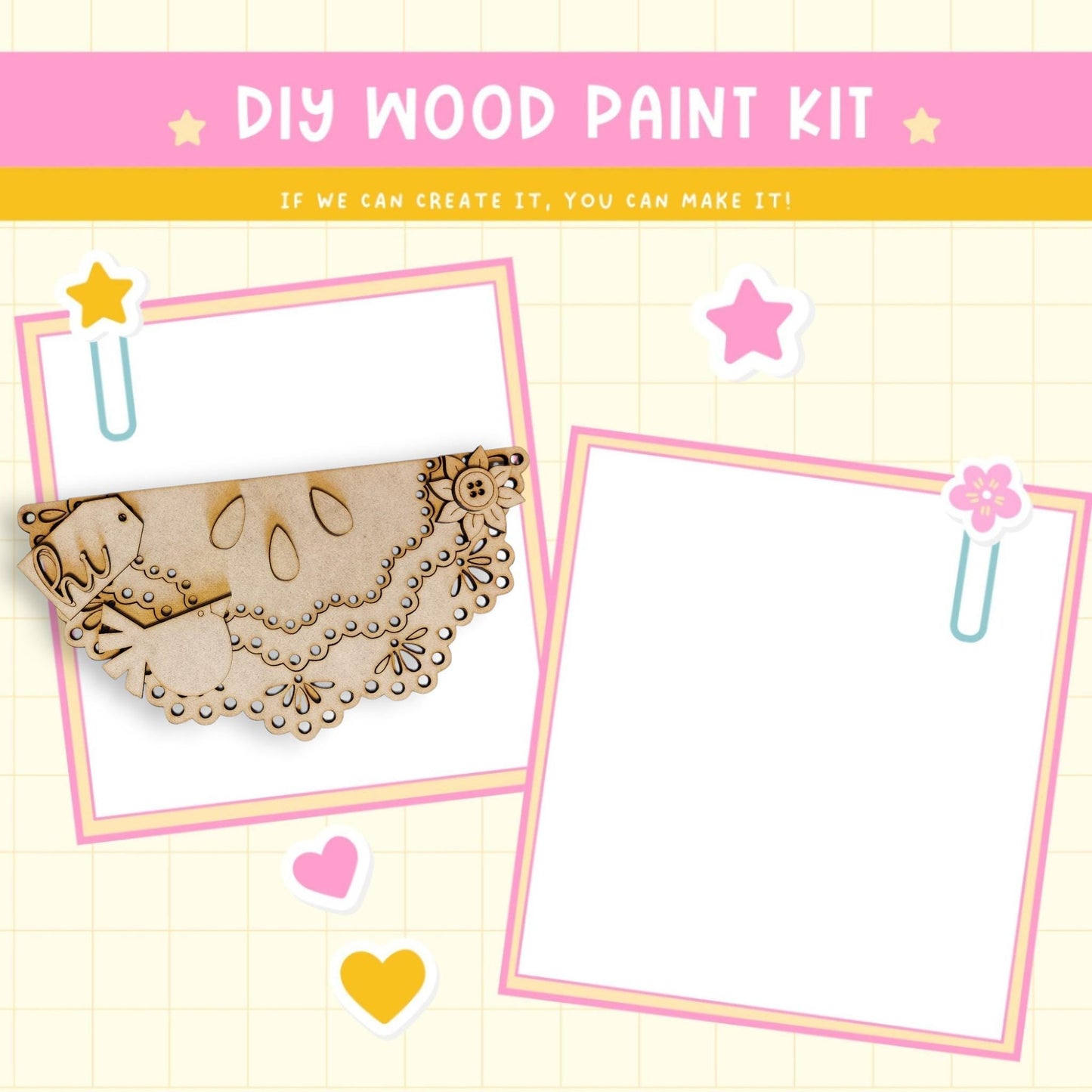 a picture of a wooden paint kit with hearts