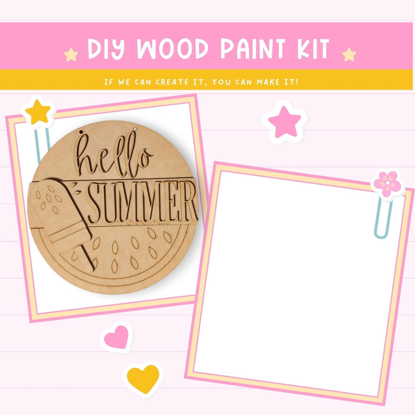 a wooden craft kit with a picture of a pizza