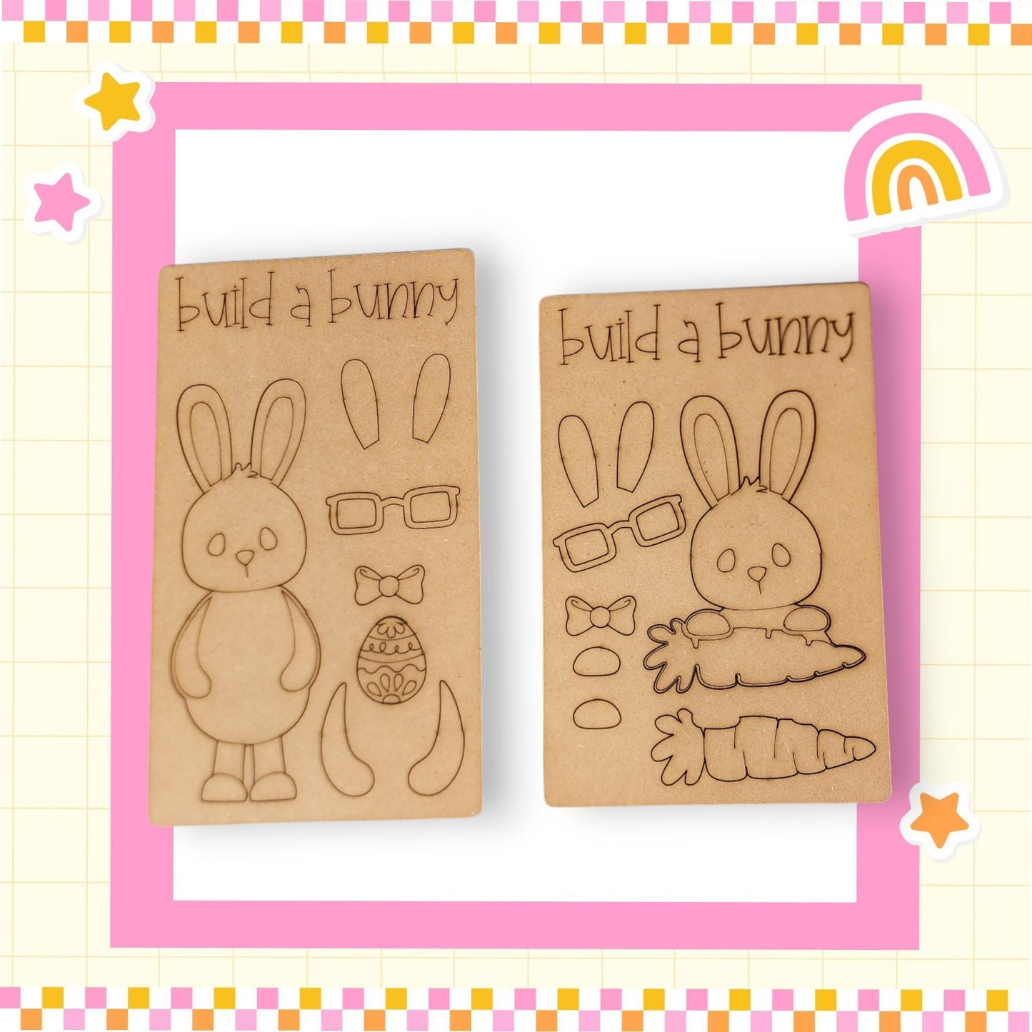 a picture of a bunny and a bunny with sunglasses