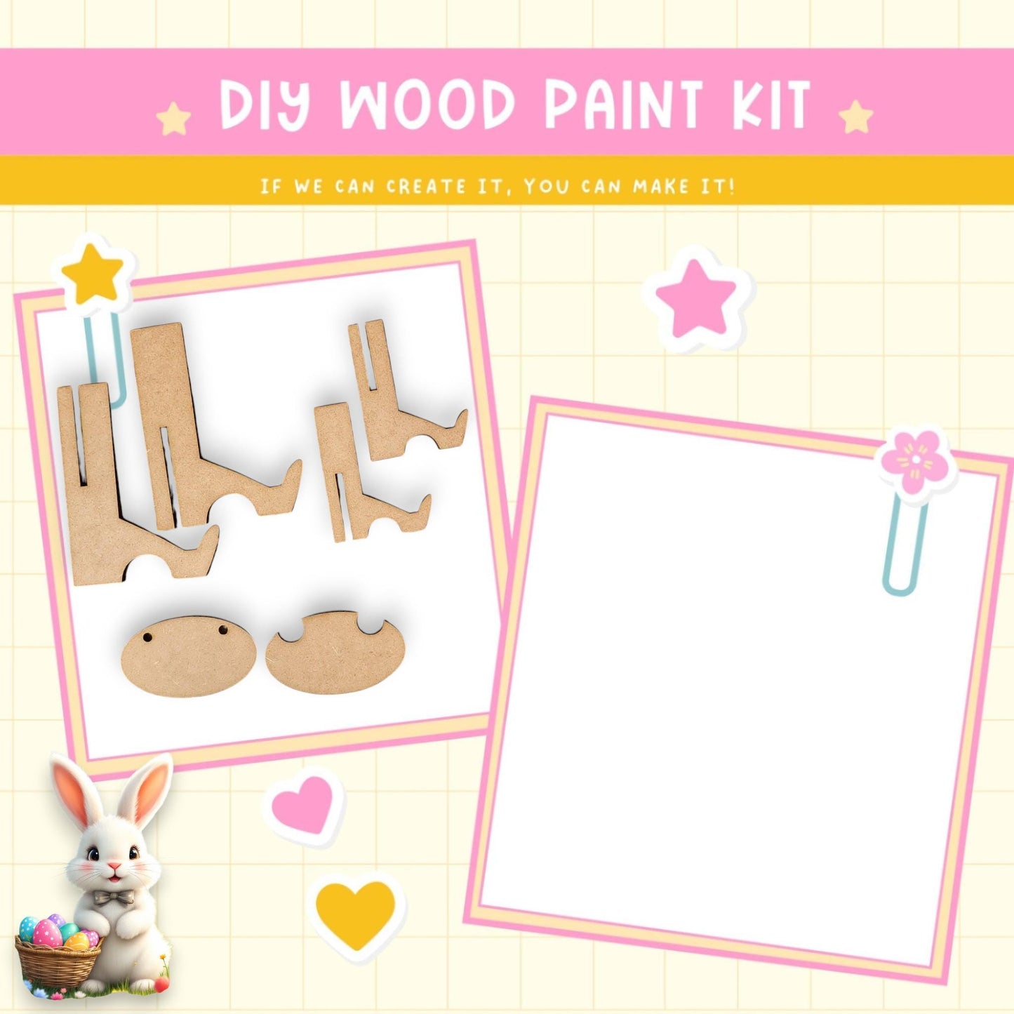 a craft kit with a picture of a bunny next to it