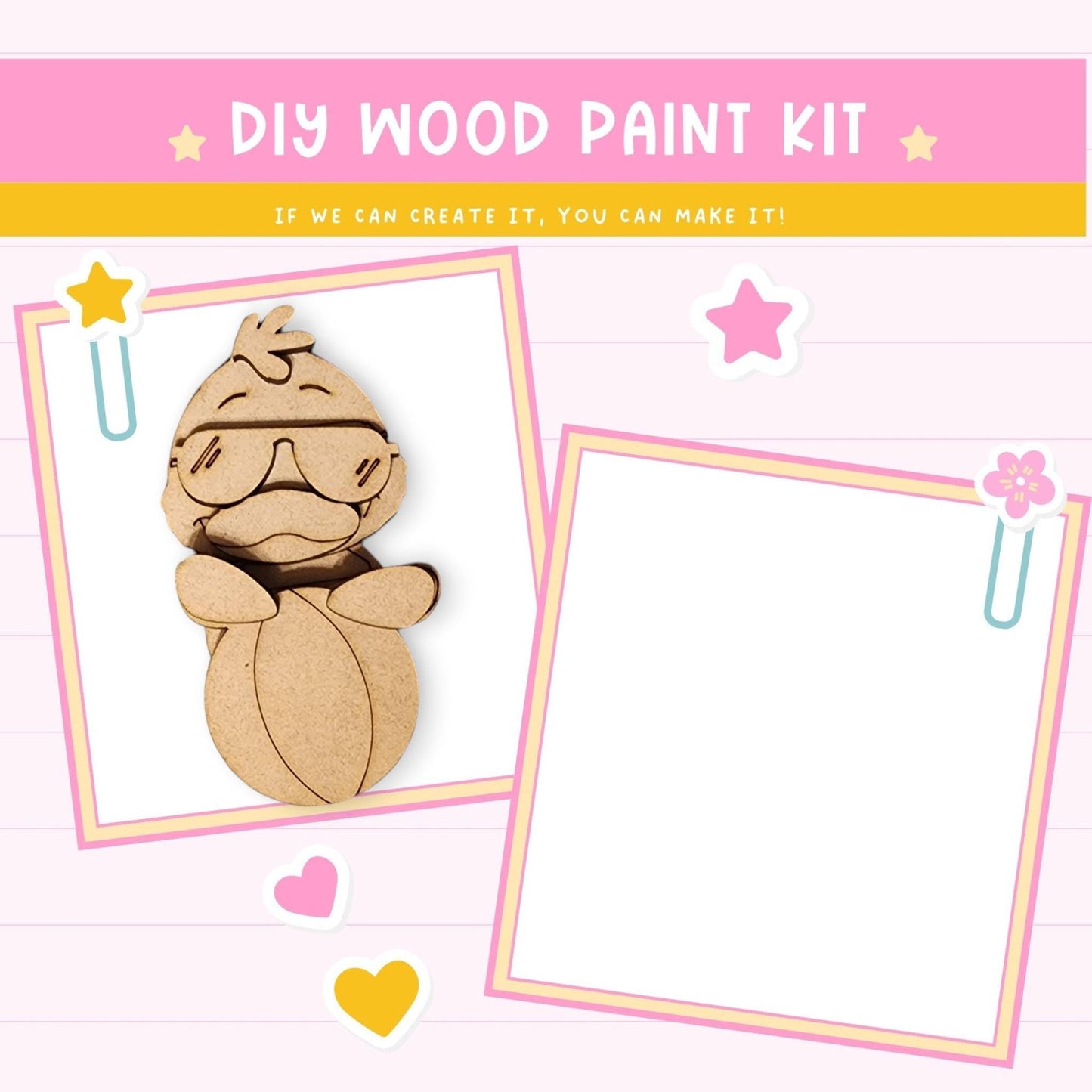 a wooden craft kit with a picture of a teddy bear